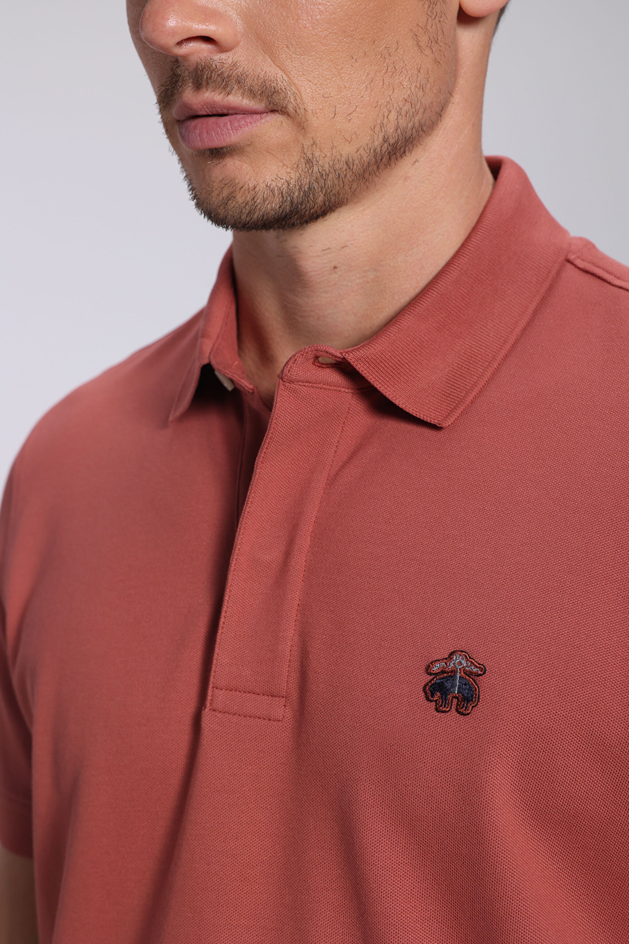 Likralı Pike Polo Tişört - Koyu Kiremit (görsel 10)