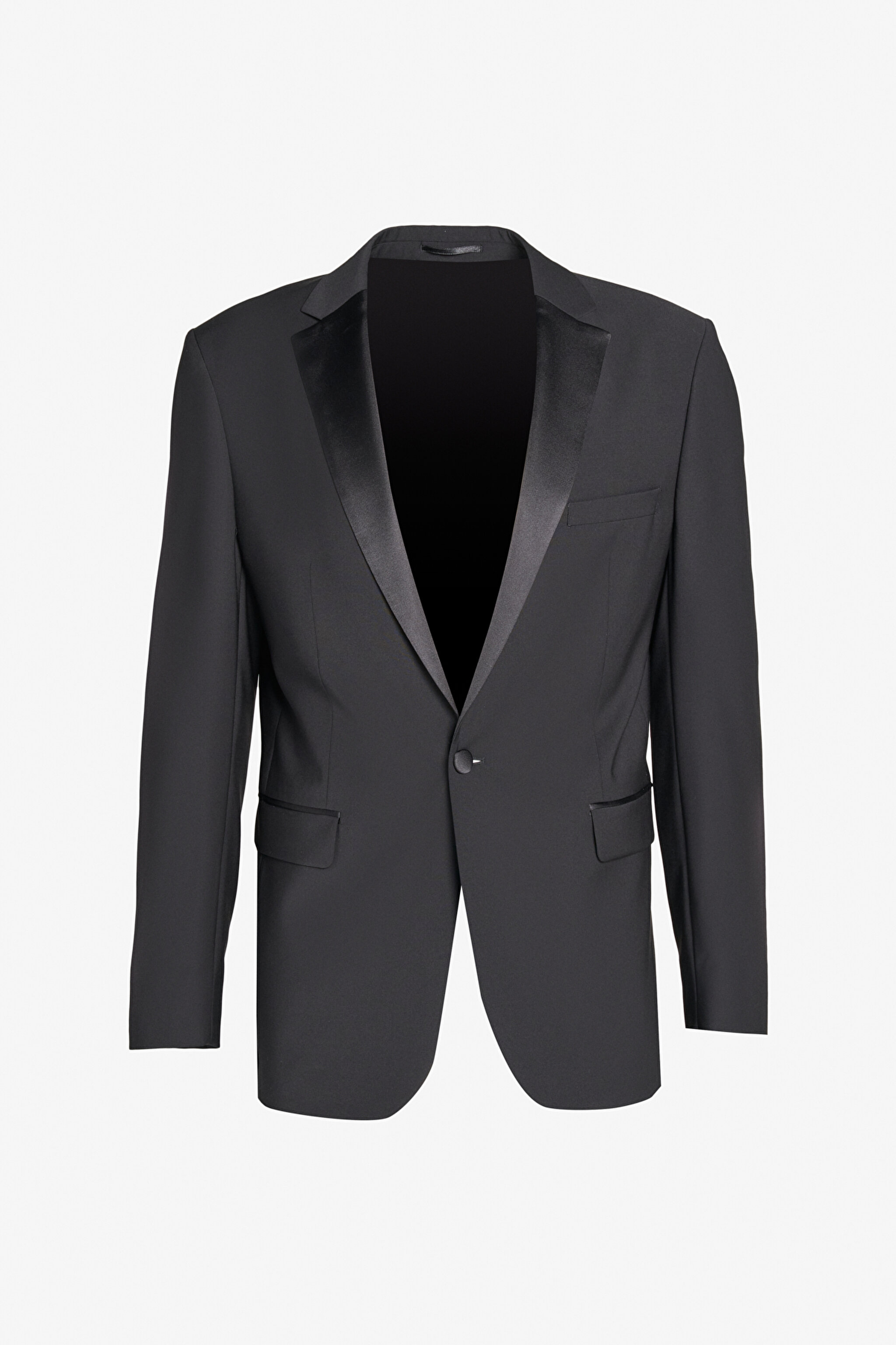 Comfort Fit Rahat Kesim Mono Yaka Smokin Takım - Siyah (görsel 10)