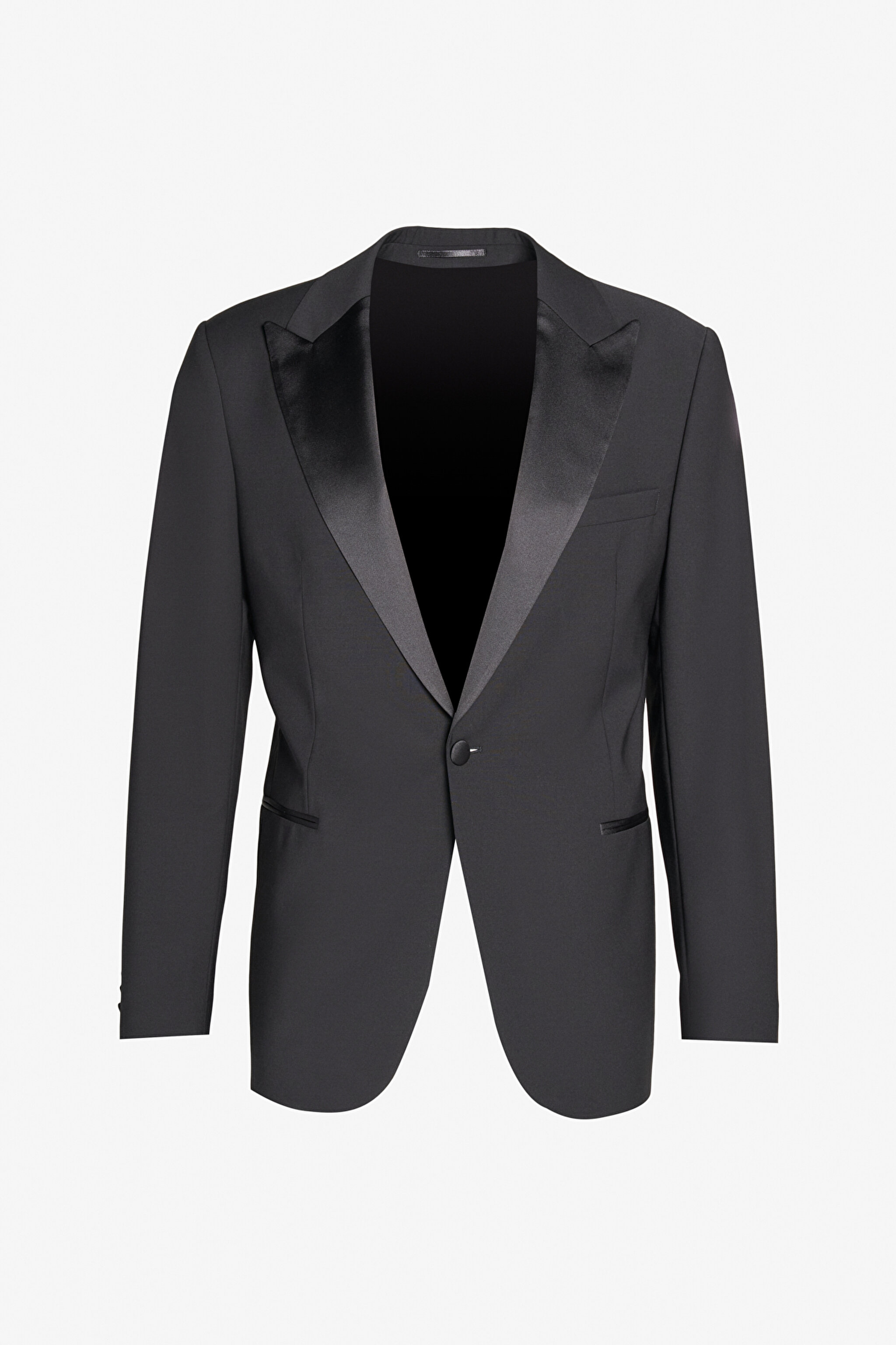 Slim Fit Dar Kesim Sivri Yaka Smokin Takım - Siyah (görsel 9)