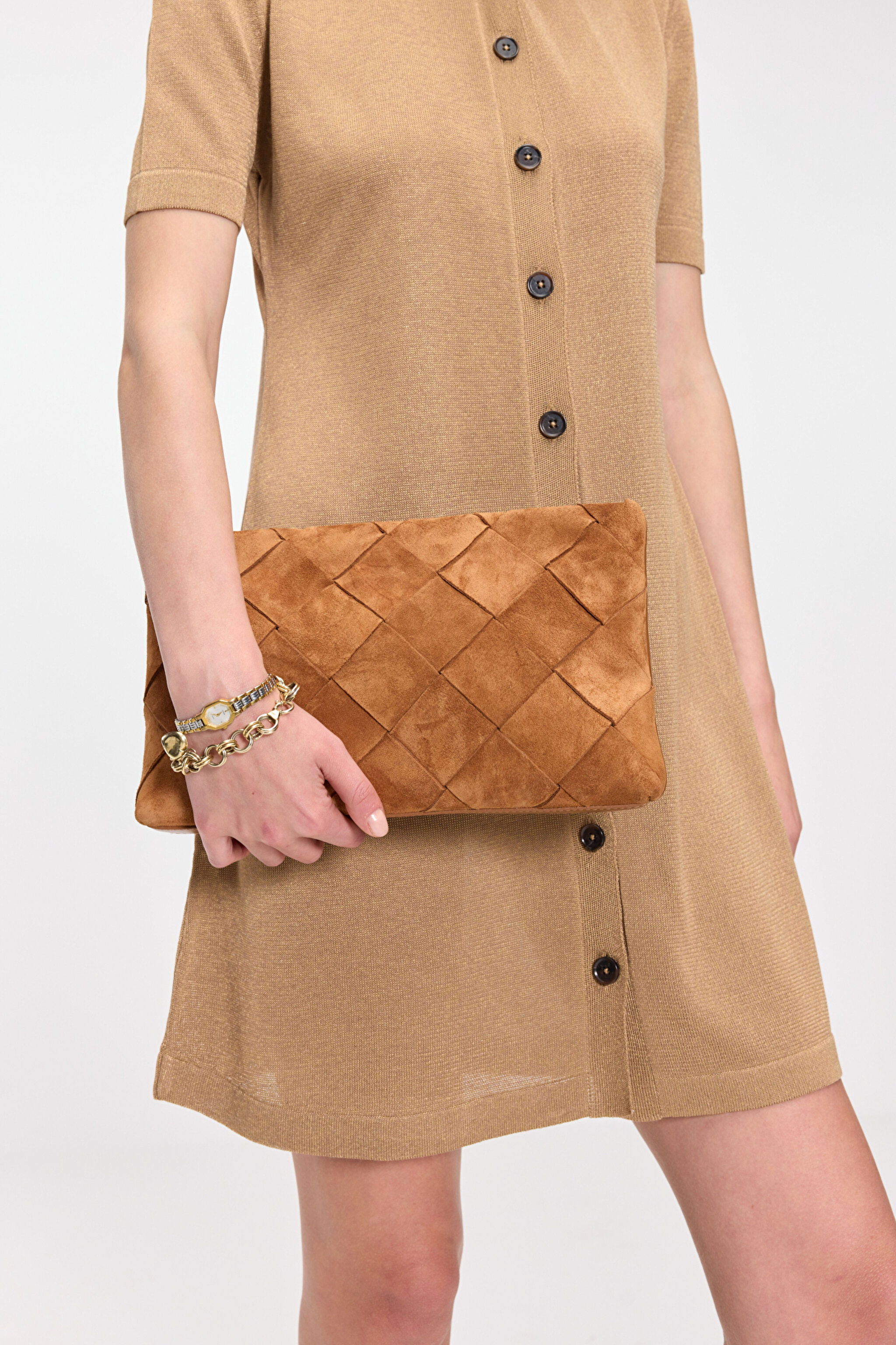 %100 Deri Clutch - Taba (görsel 3)