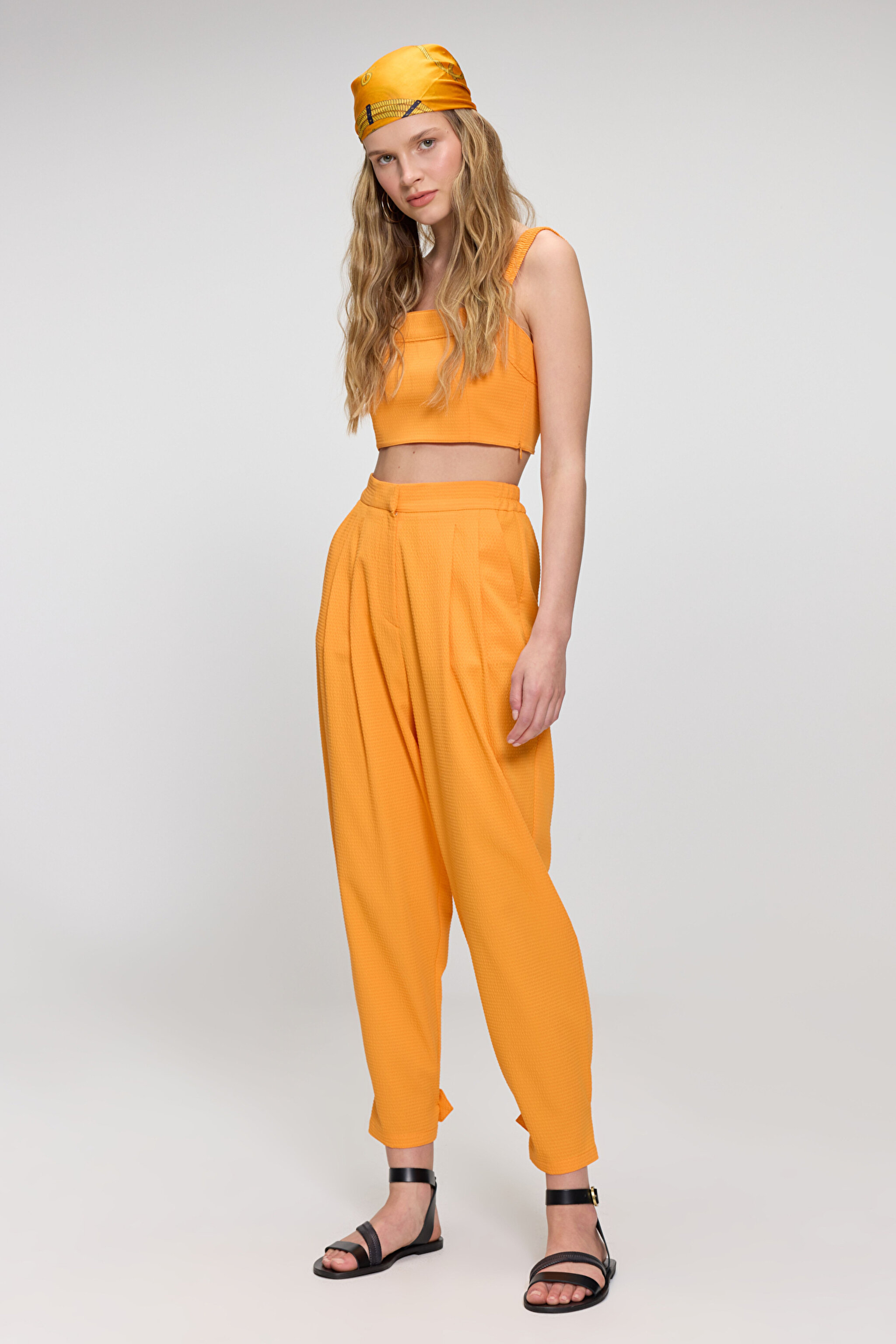 Askılı Crop Büstiyer - Turuncu (görsel 3)