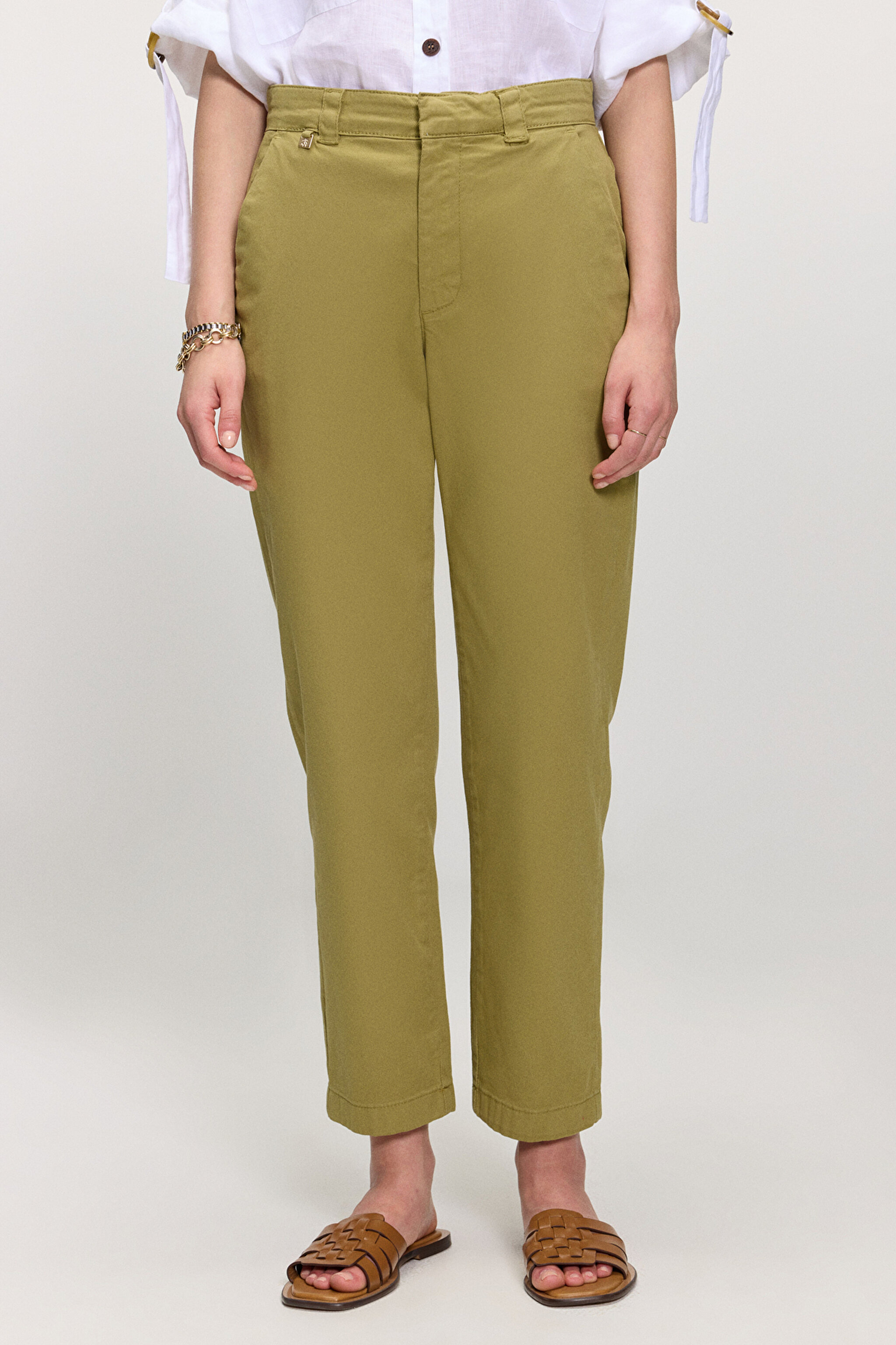 Dikme Logo Detaylı Basic Duble Paça Pantolon - Haki (görsel 4)