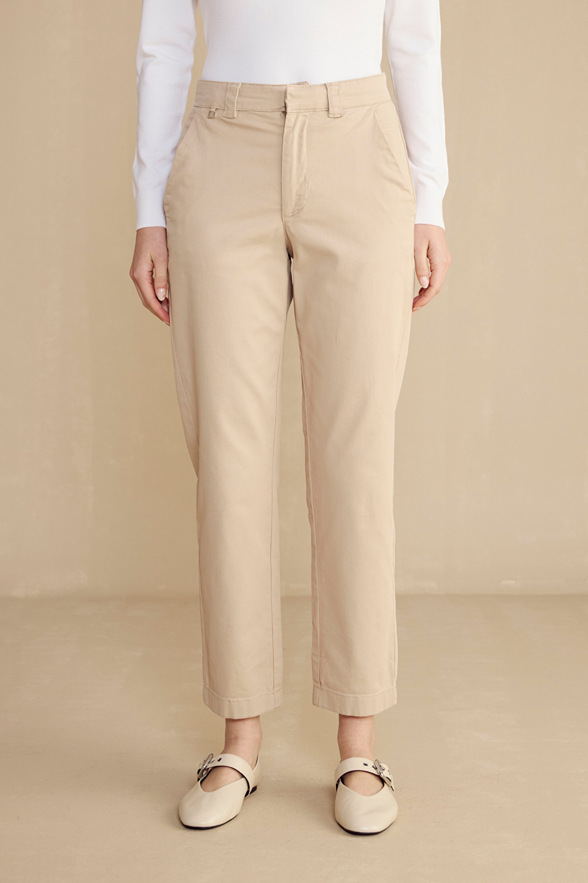 Dikme Logo Detaylı Basic Duble Paça Pantolon - Bej (görsel 8)