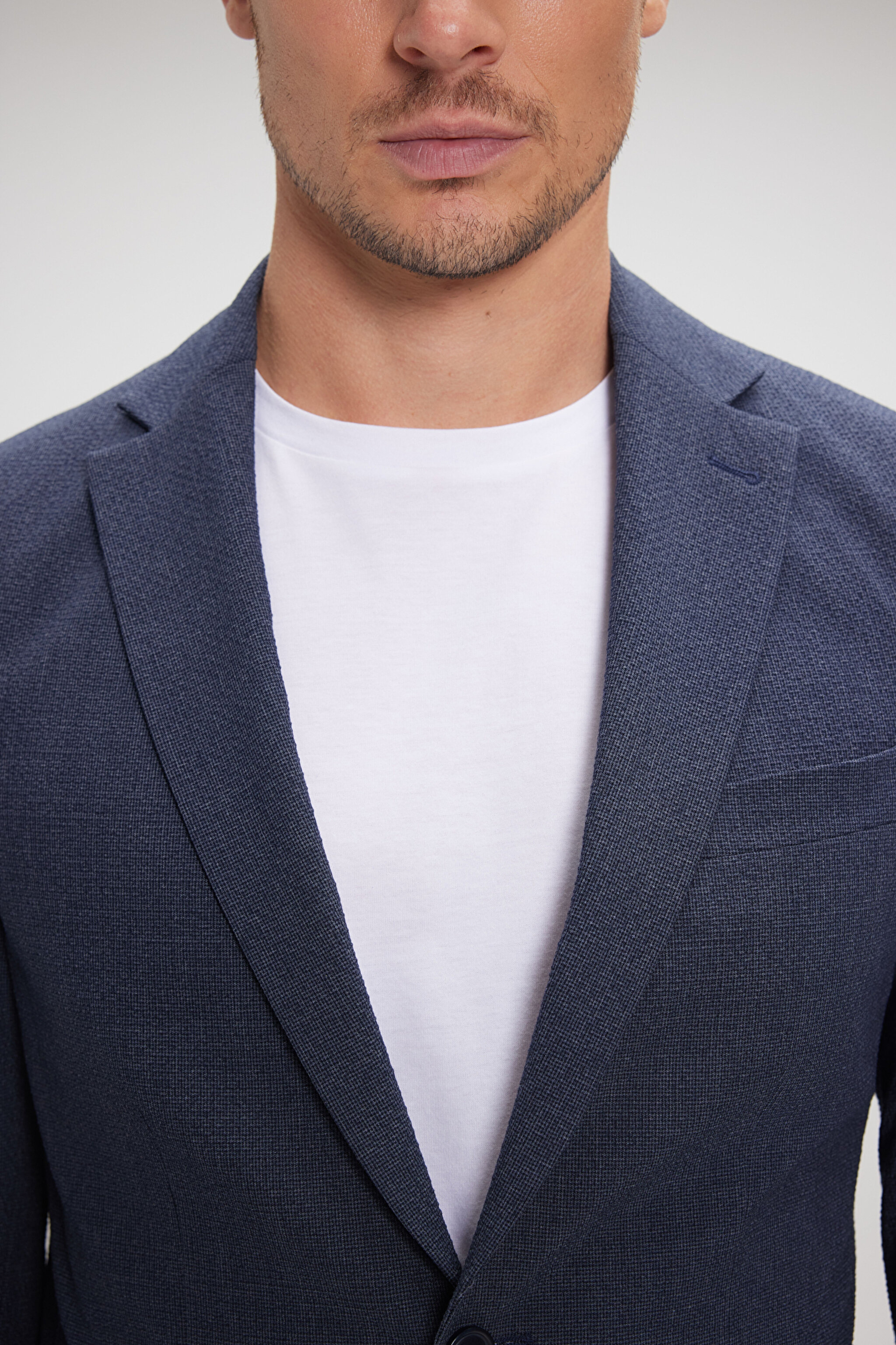 Mono Yaka Cepli Astarsız Slim Fit Ceket - Lacivert (görsel 5)