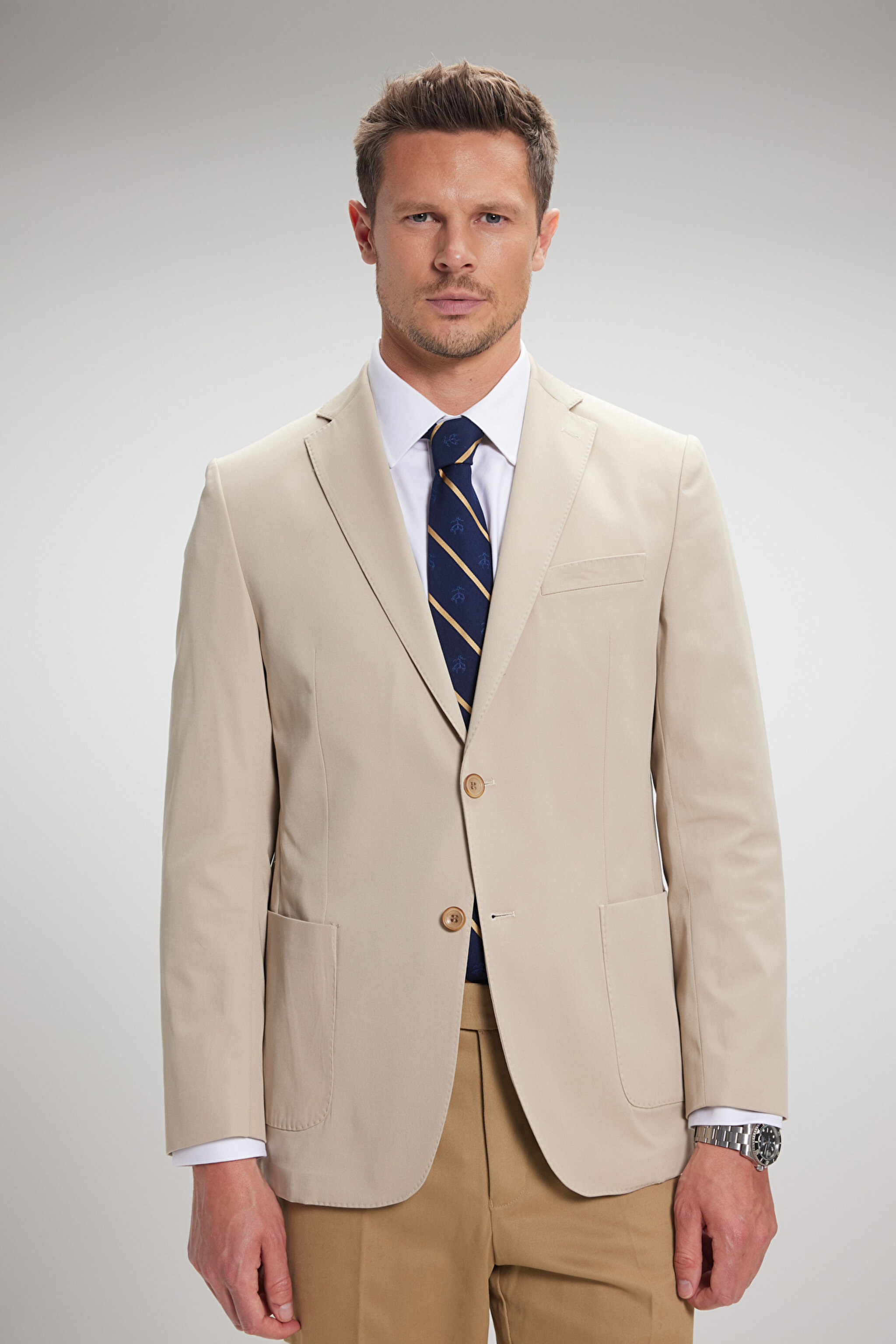 Slim Fit Mono Yaka Ceket - Bej (görsel 2)