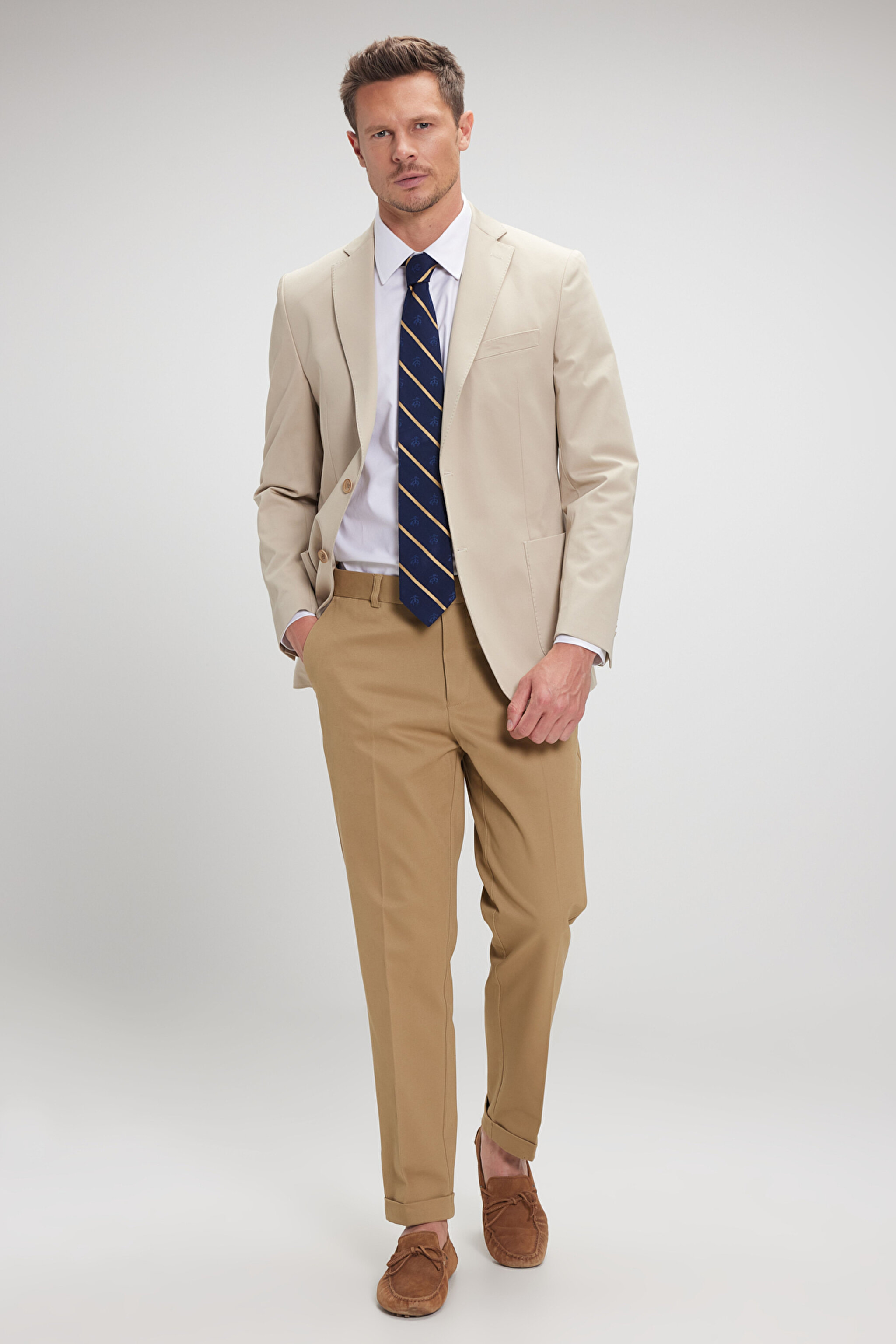 Slim Fit Mono Yaka Ceket - Bej (görsel 5)