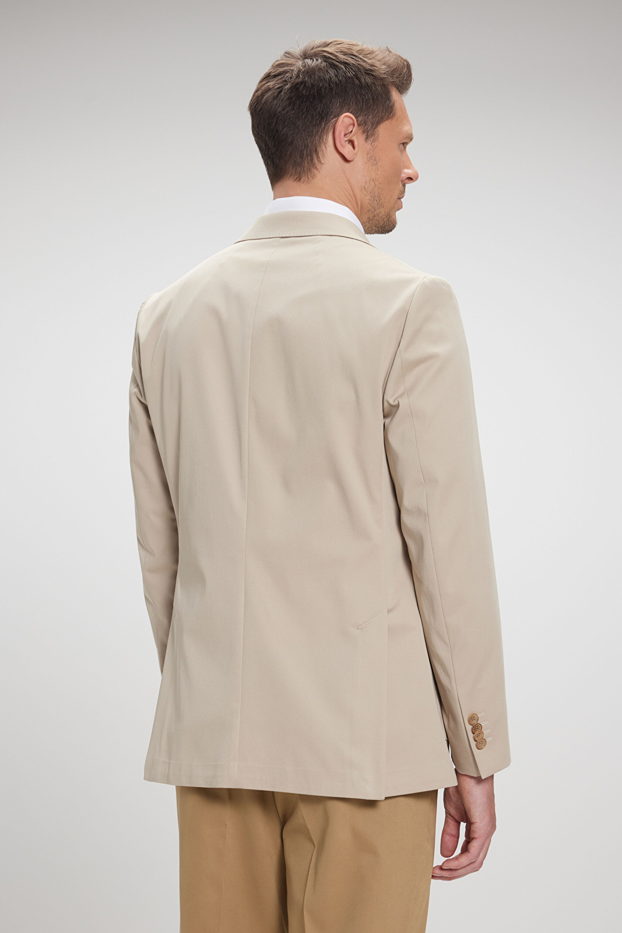 Slim Fit Mono Yaka Ceket - Bej (görsel 7)