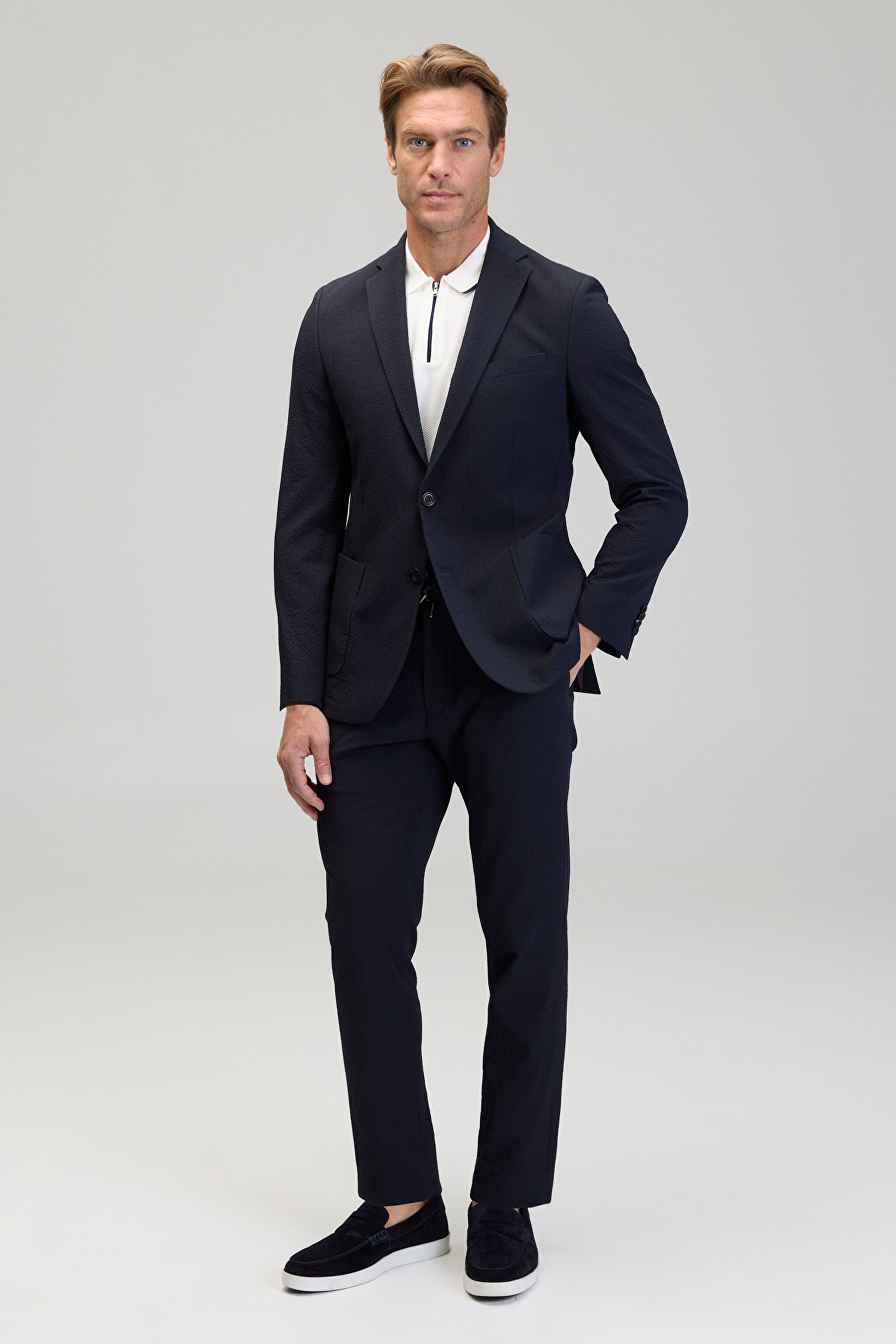 Slim Fit Mono Yaka Ceket - Lacivert (görsel 5)