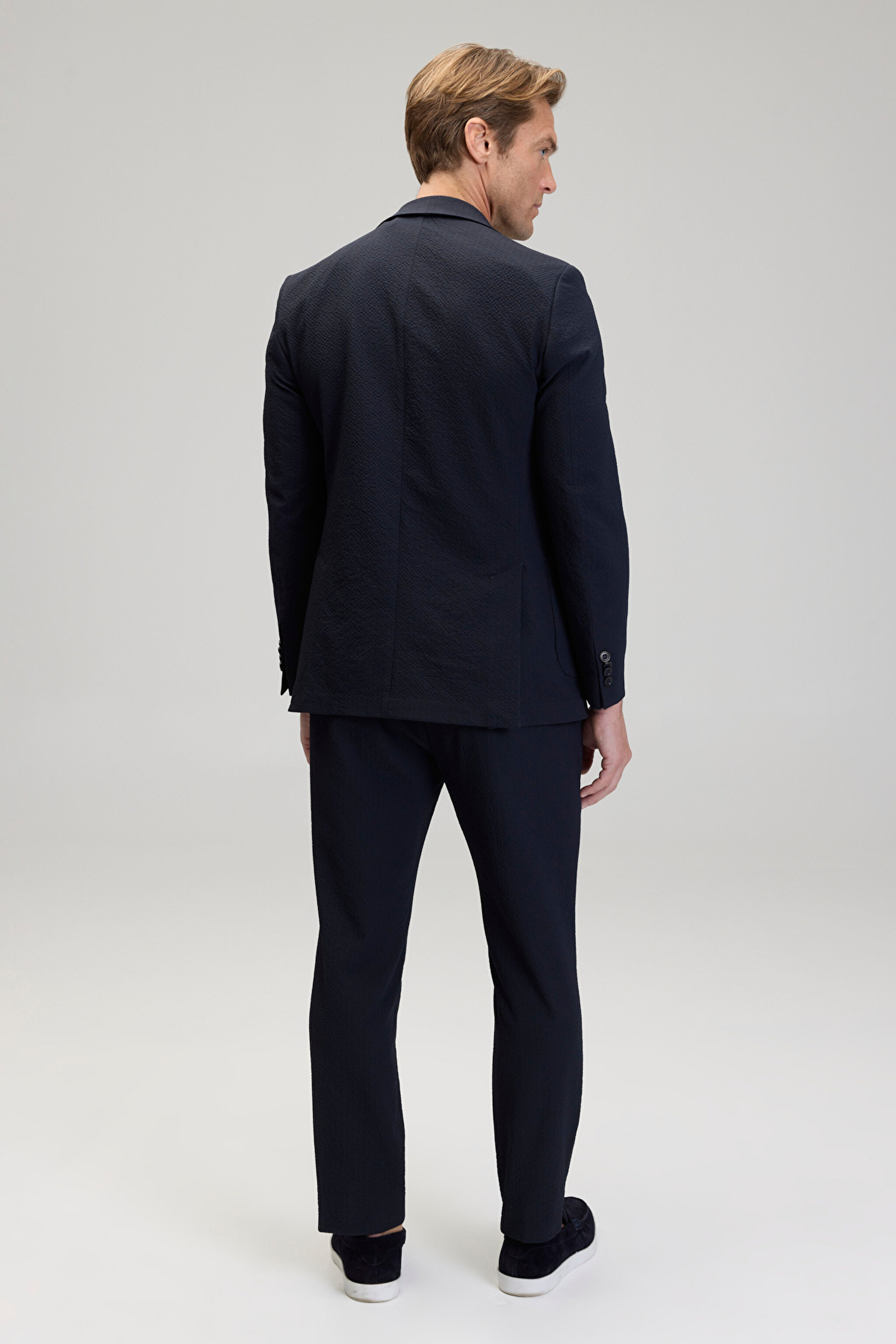 Slim Fit Mono Yaka Ceket - Lacivert (görsel 6)