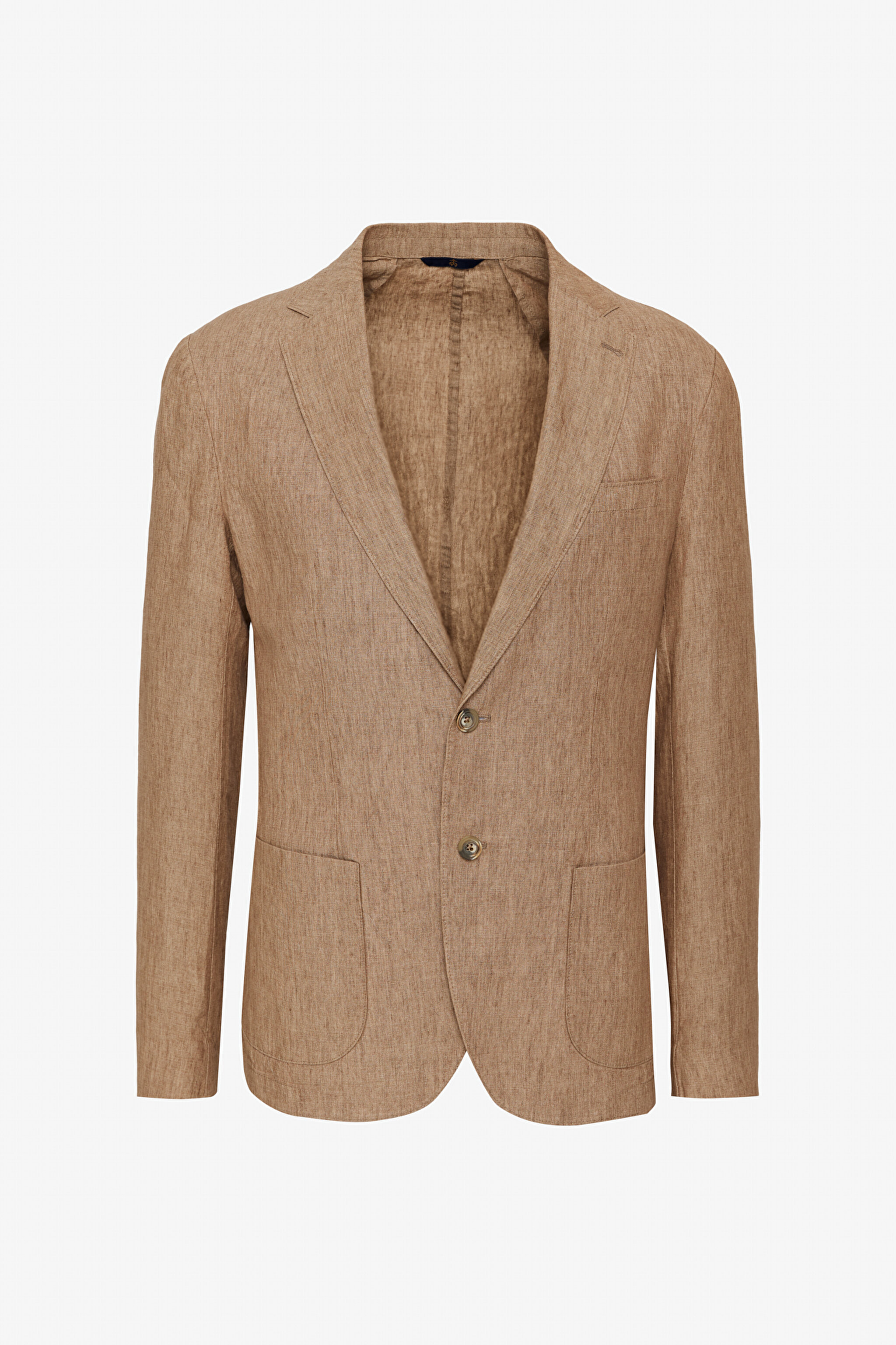 %100 Keten Mono Yaka Slim Fit Ceket - Bej