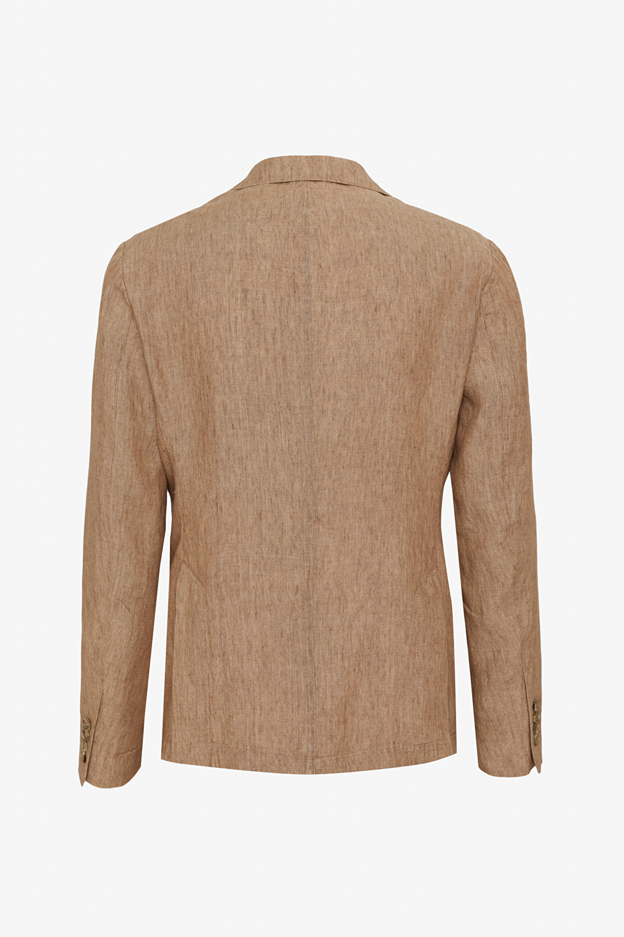 %100 Keten Mono Yaka Slim Fit Ceket - Bej (görsel 2)