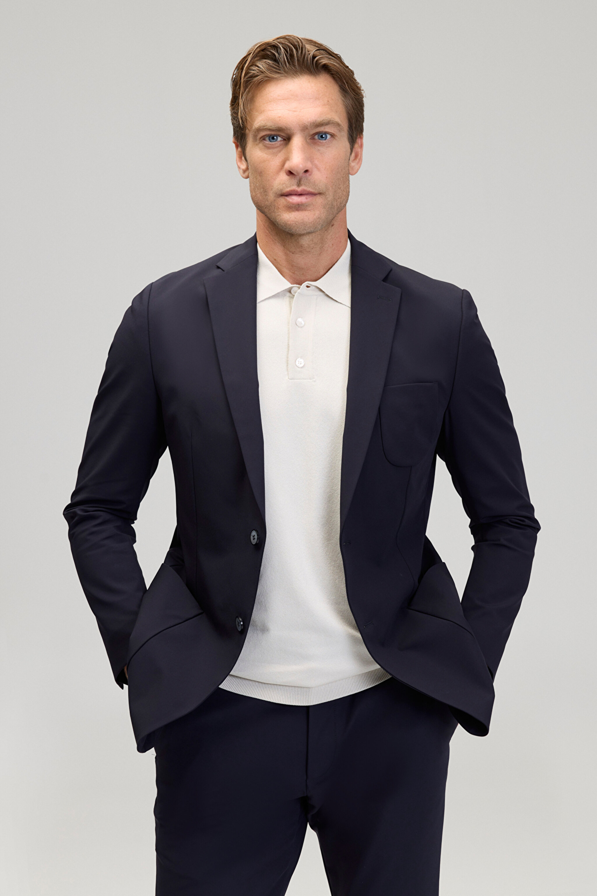 Slim Fit Mono Yaka Ceket - Lacivert (görsel 2)