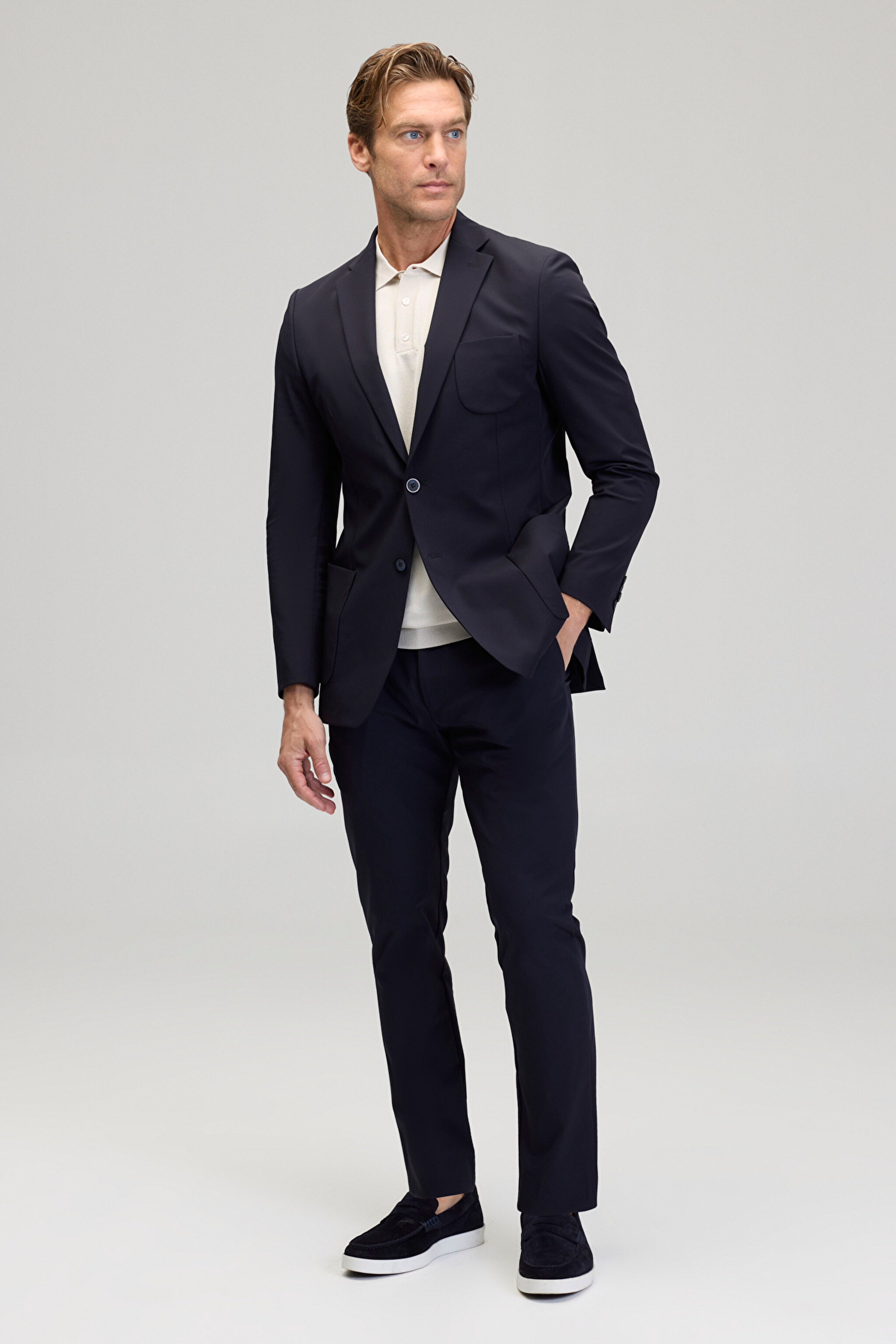 Slim Fit Mono Yaka Ceket - Lacivert (görsel 3)