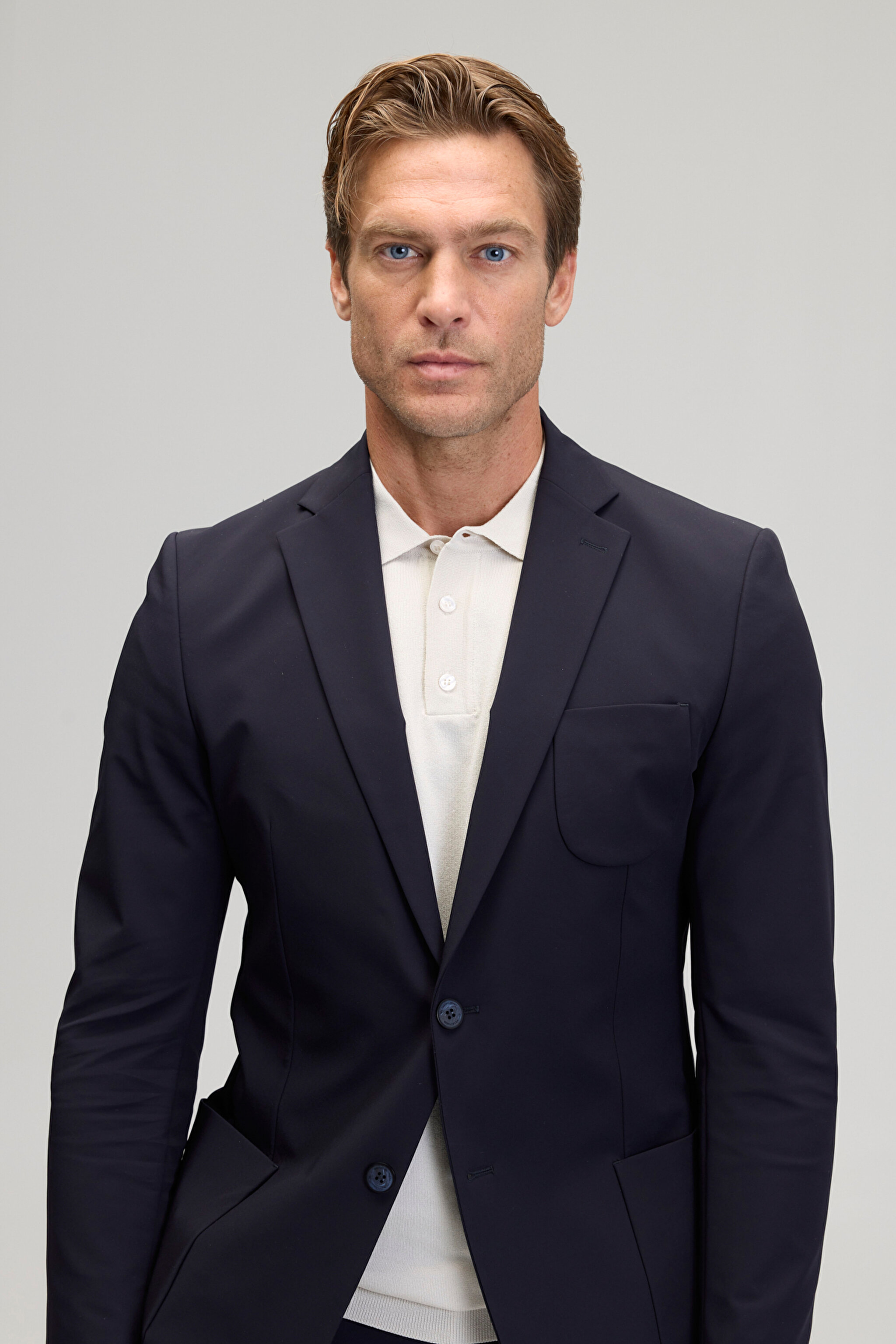 Slim Fit Mono Yaka Ceket - Lacivert (görsel 4)