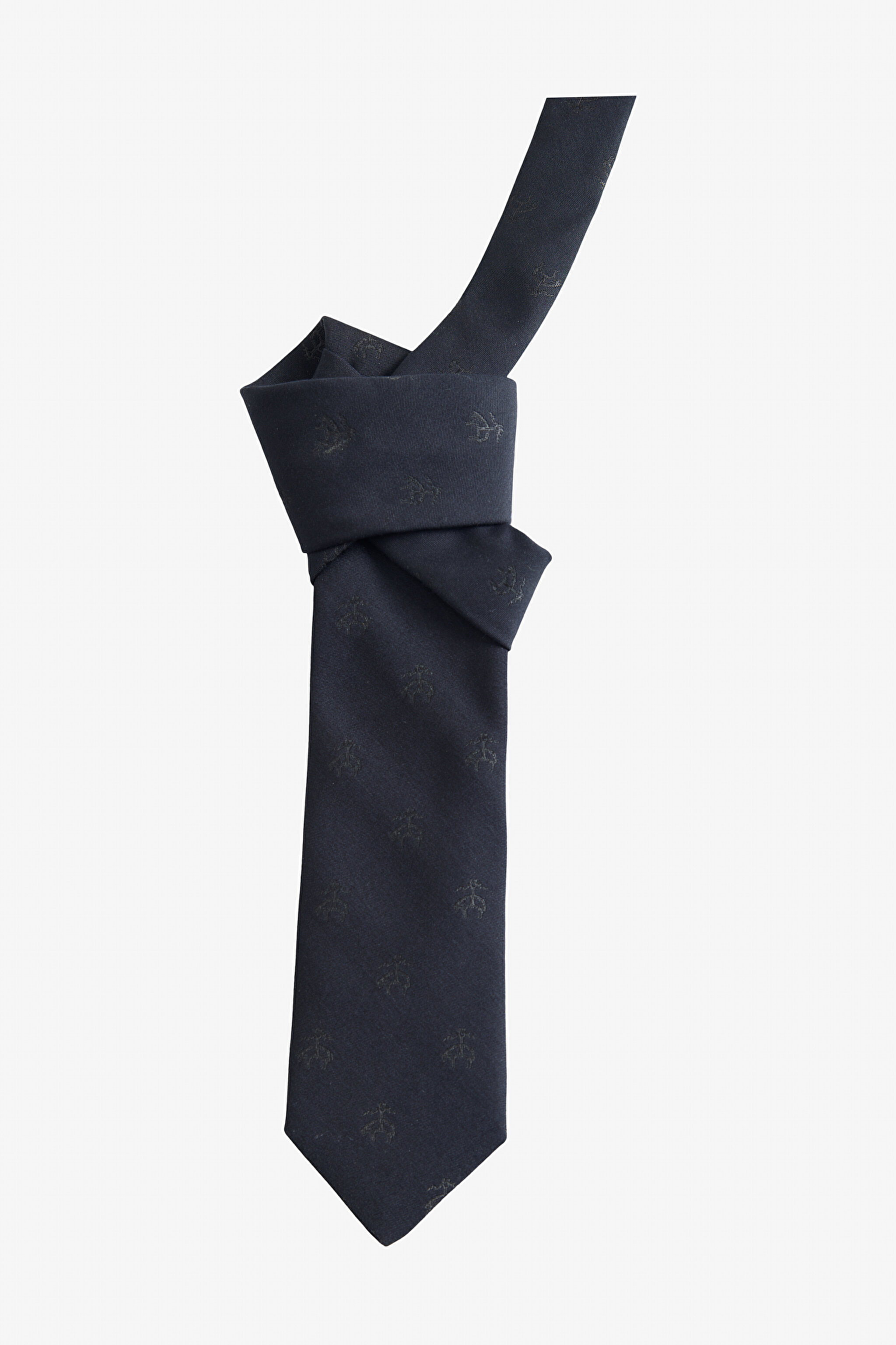 %100 İpek Golden Fleece Çizgili Kravat - Siyah (görsel 2)