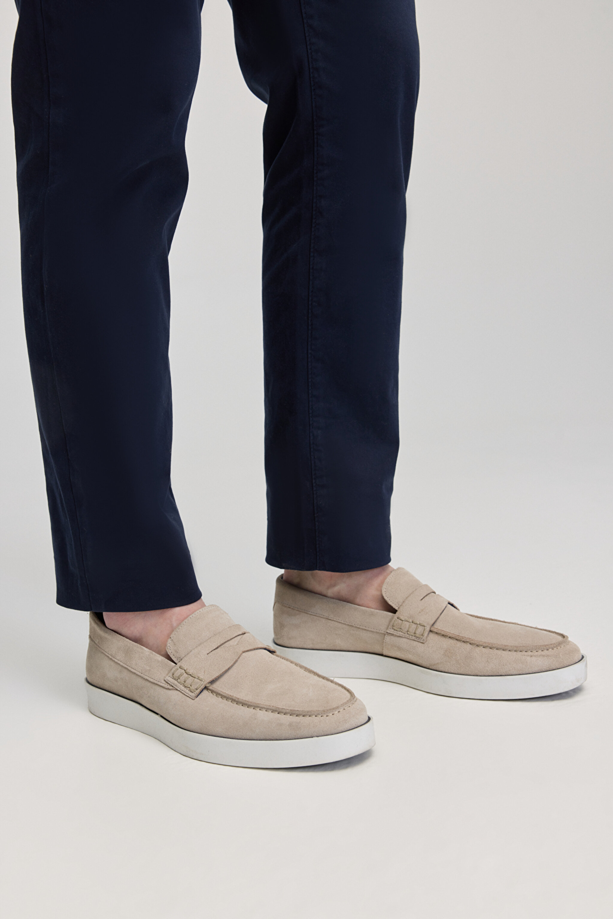 %100 Süet Loafer - Bej