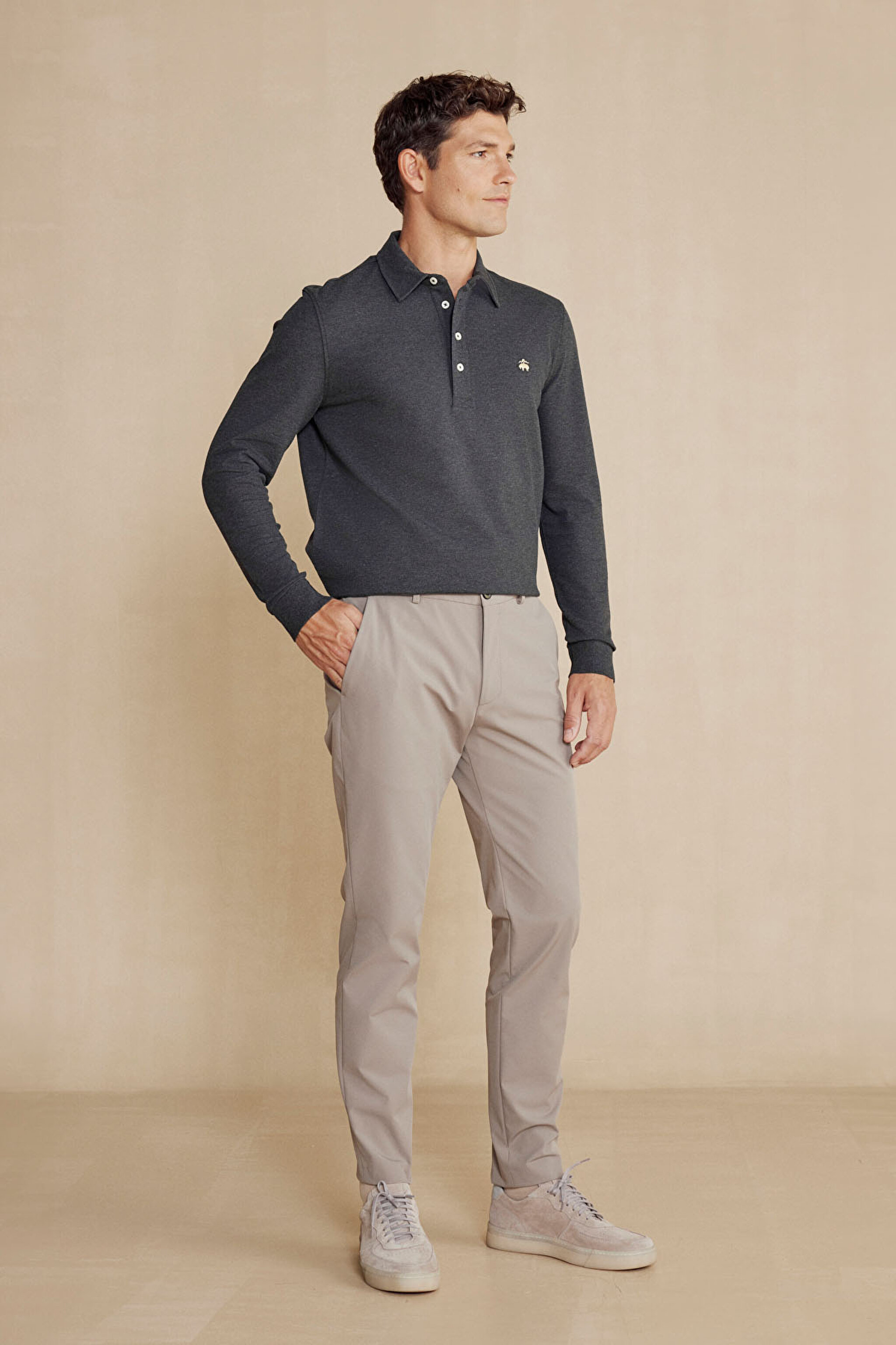 Standart Fit Cepli Performans Pantolon - Bej (görsel 2)