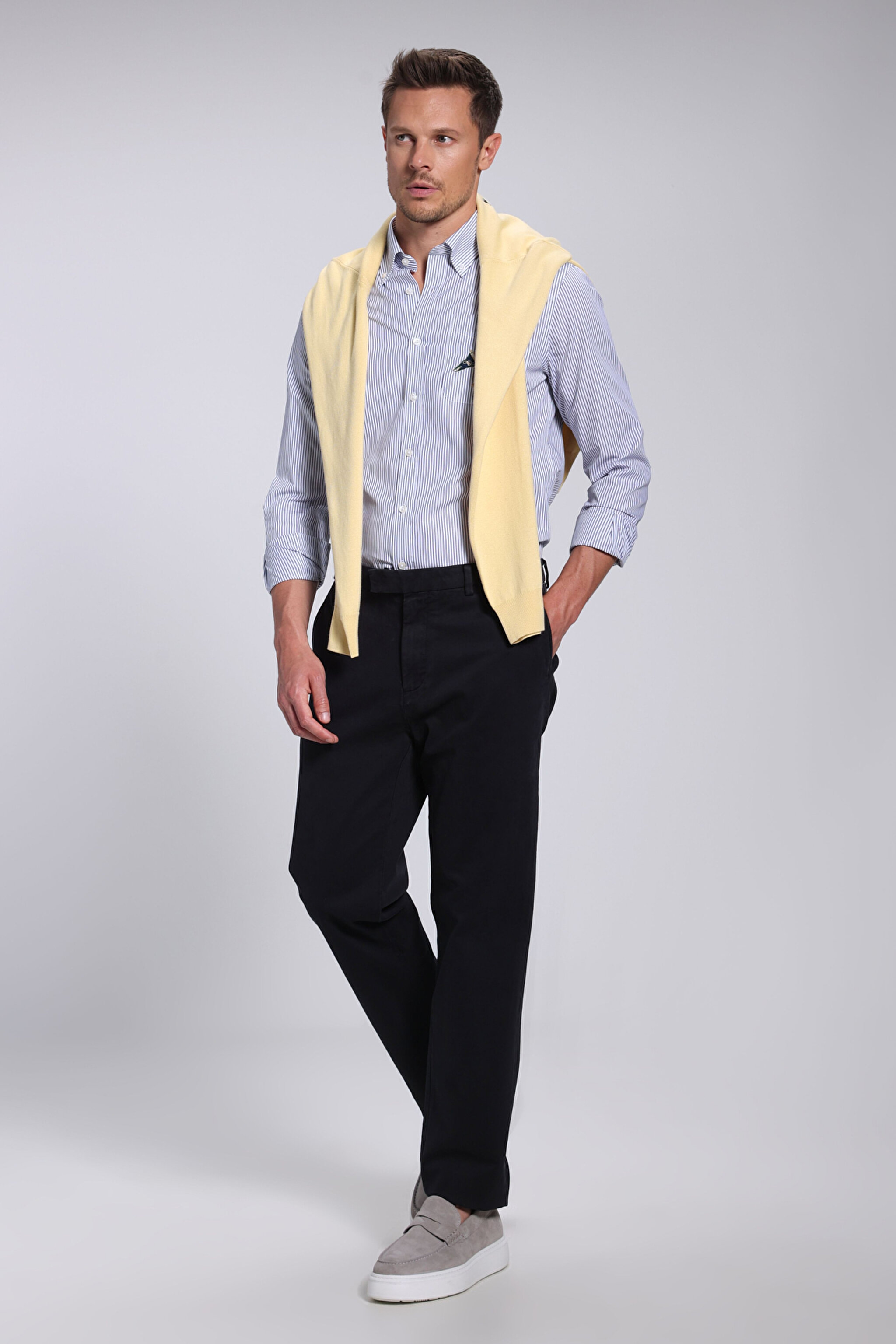 Standart Fit Cepli Chino Pantolon - Siyah
