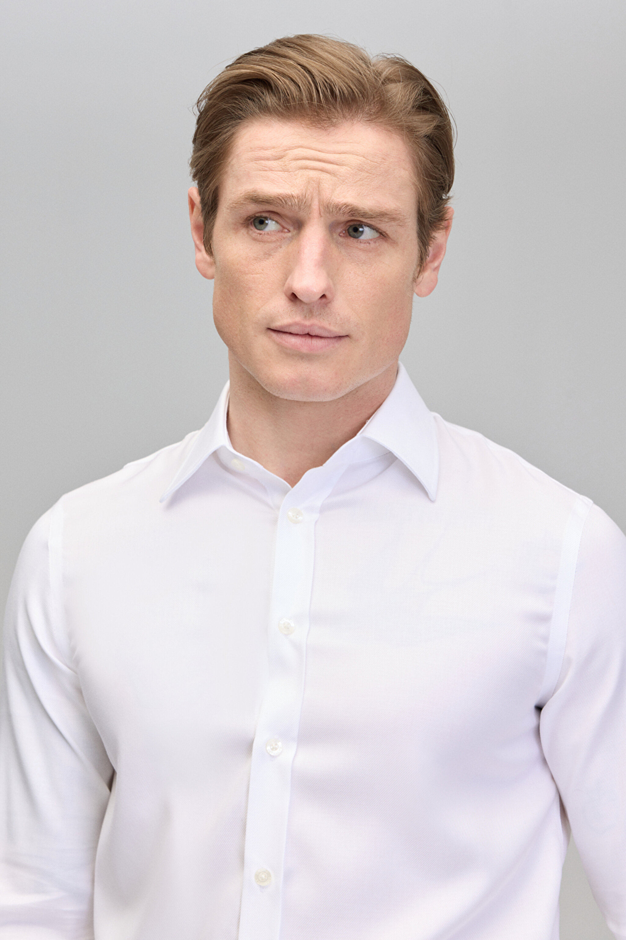 %100 Pamuk Slim Fit Klasik Yaka Basic Erkek Gömlek - Beyaz (görsel 3)