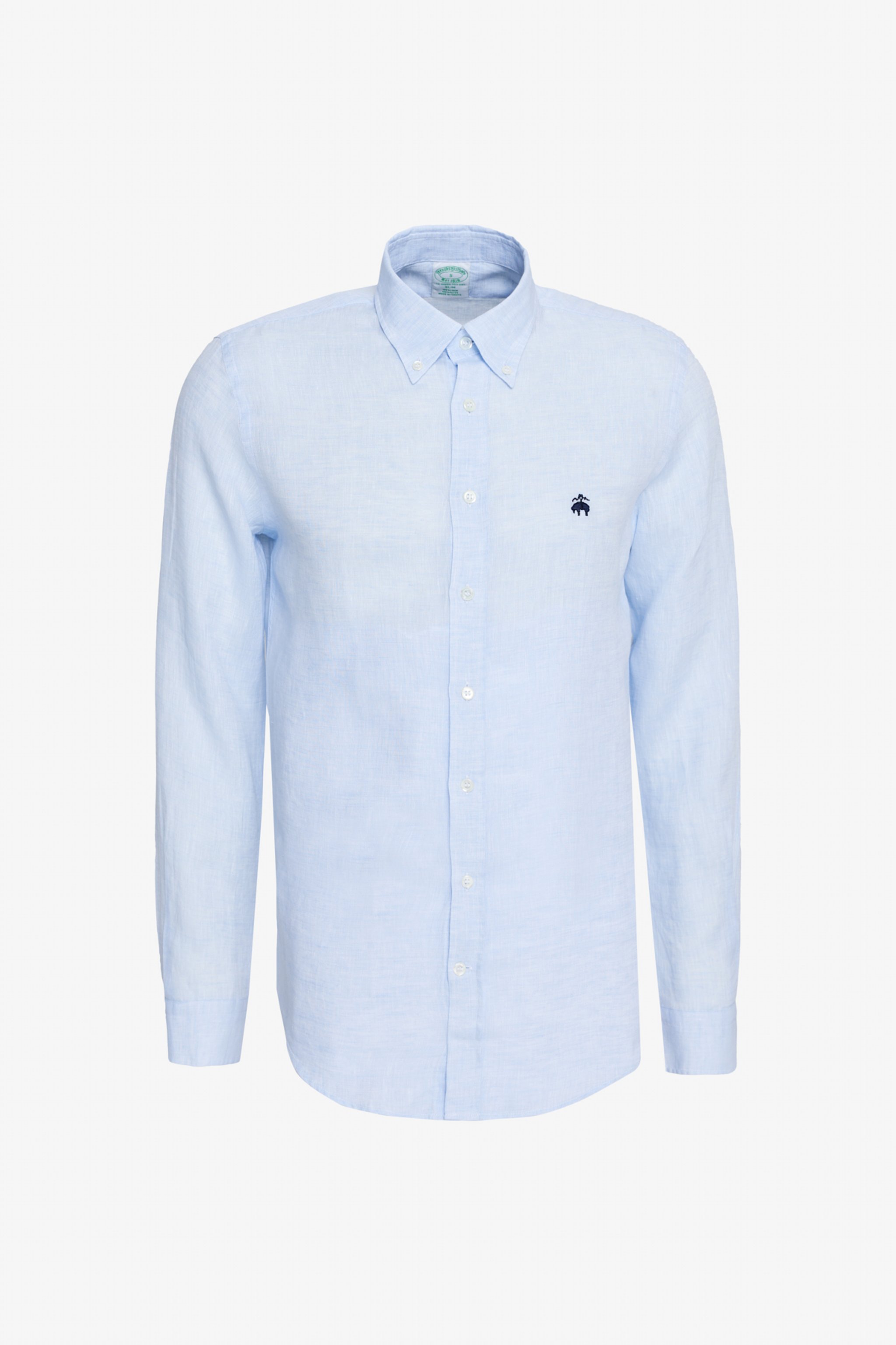 %100 Keten Düğmeli Yaka Slim Fit Gömlek - Açık Mavi