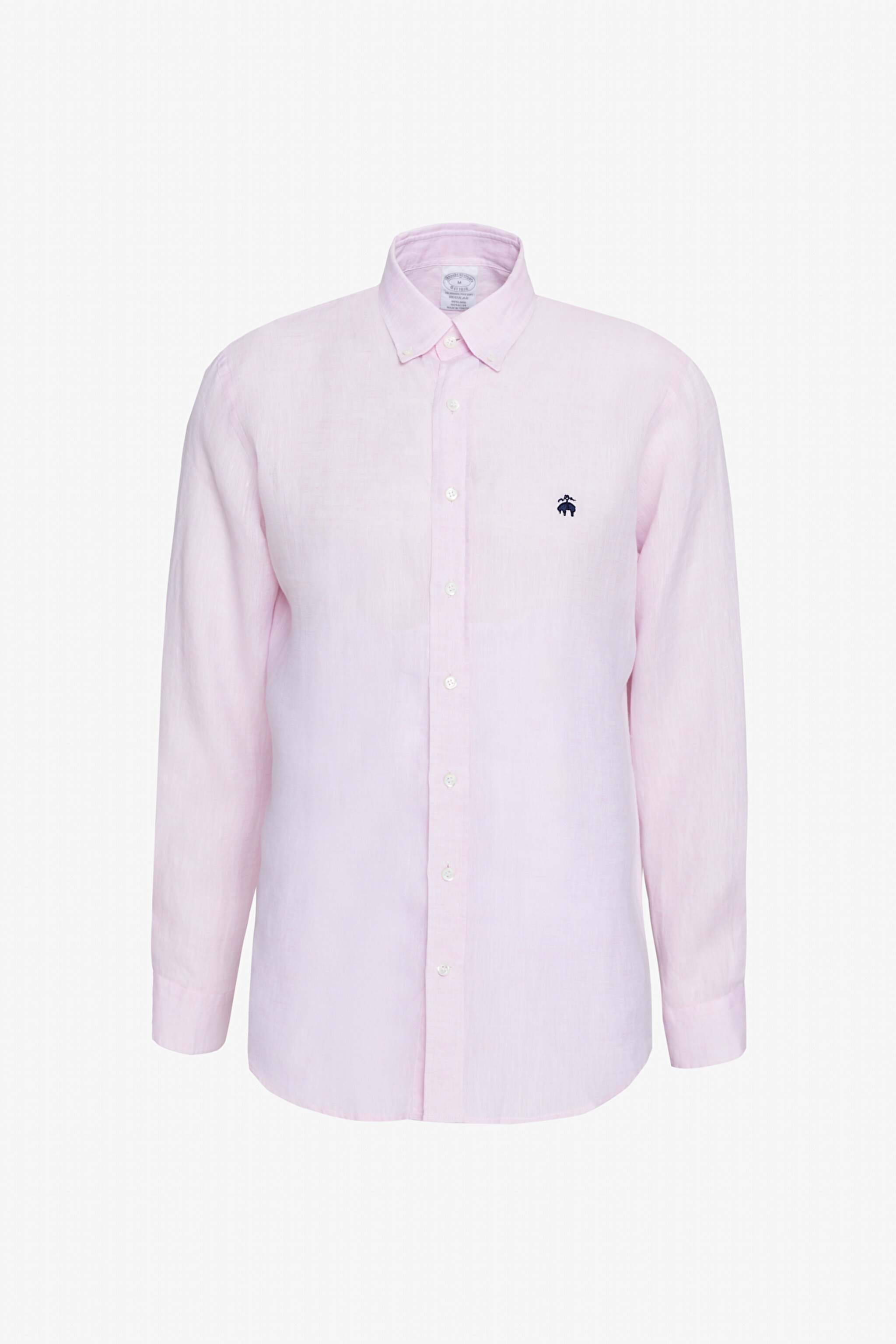 Düğmeli Yaka Regular Fit %100 Keten Cepsiz Erkek Gömlek - Pembe (görsel 6)