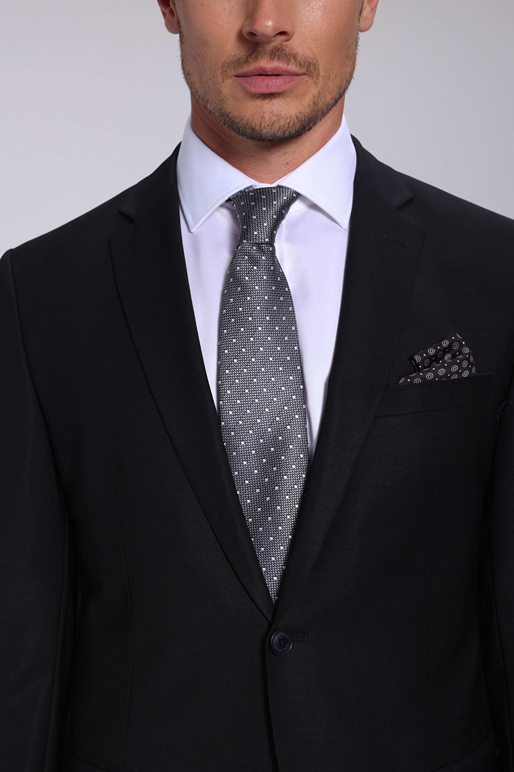 Yün Karışımlı Mono Yaka Slim Fit Takım Elbise - Siyah (görsel 5)