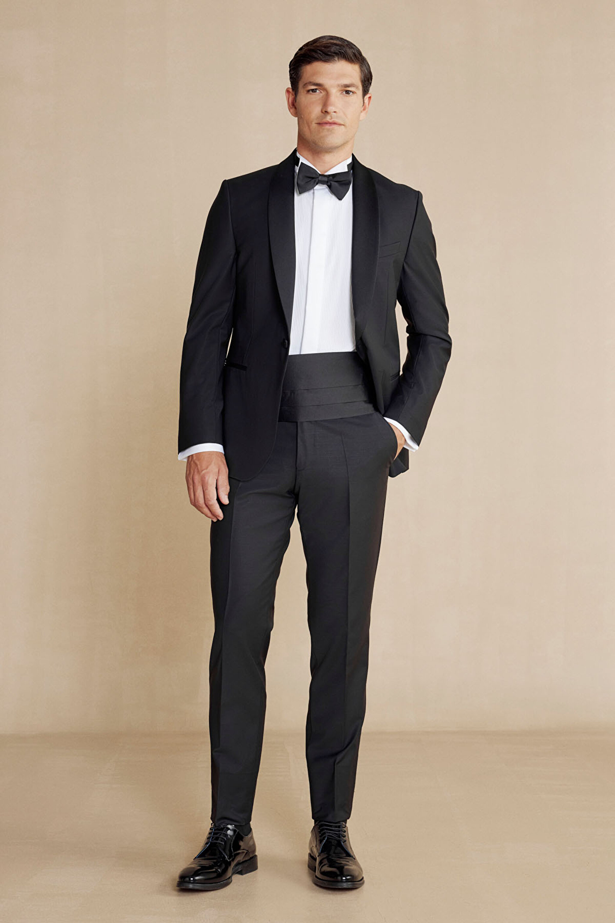 Yün Karışımlı Şal Yaka Slim Fit Smokin - Siyah (görsel 3)