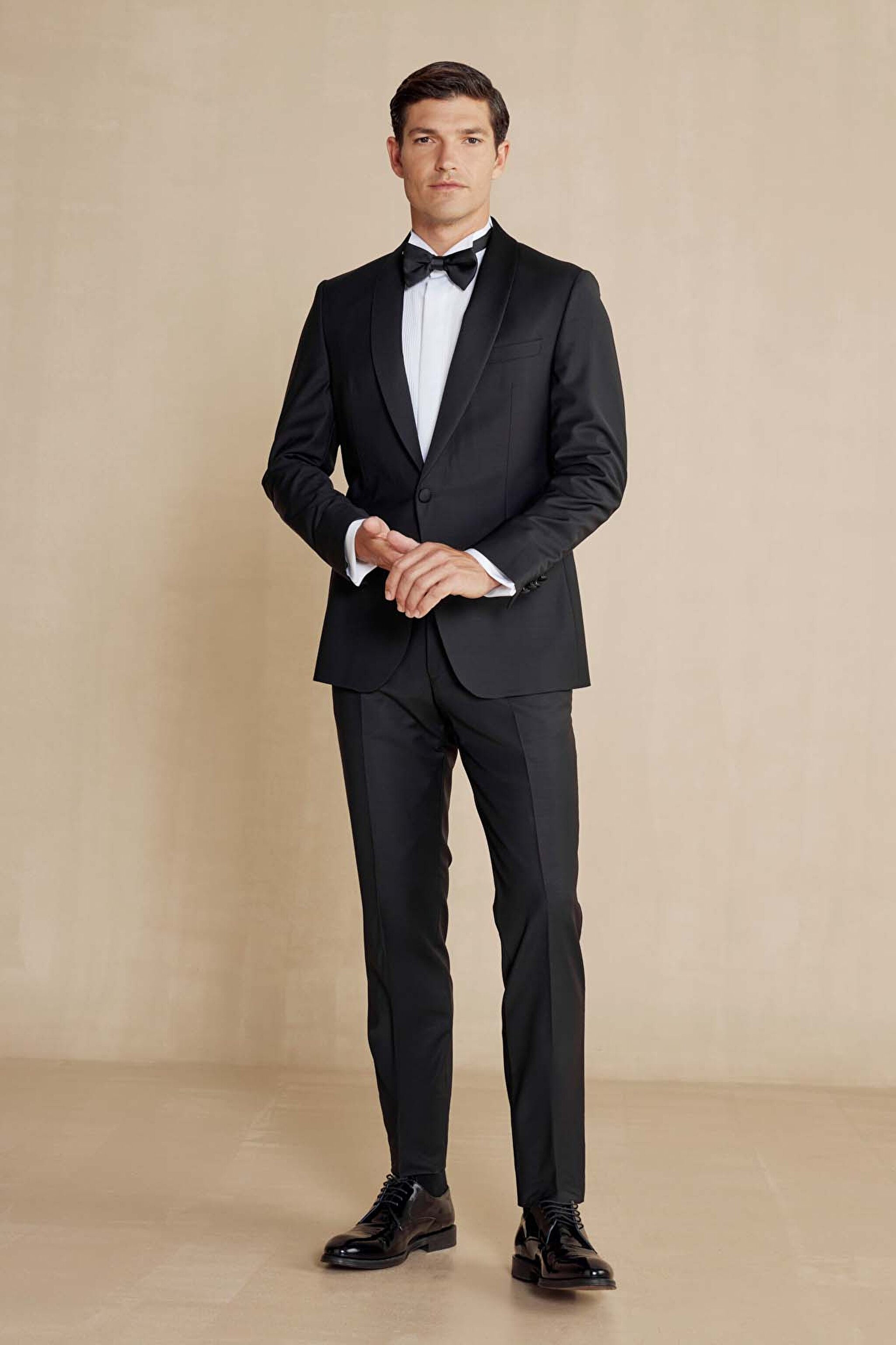 Yün Karışımlı Şal Yaka Slim Fit Smokin - Siyah (görsel 4)