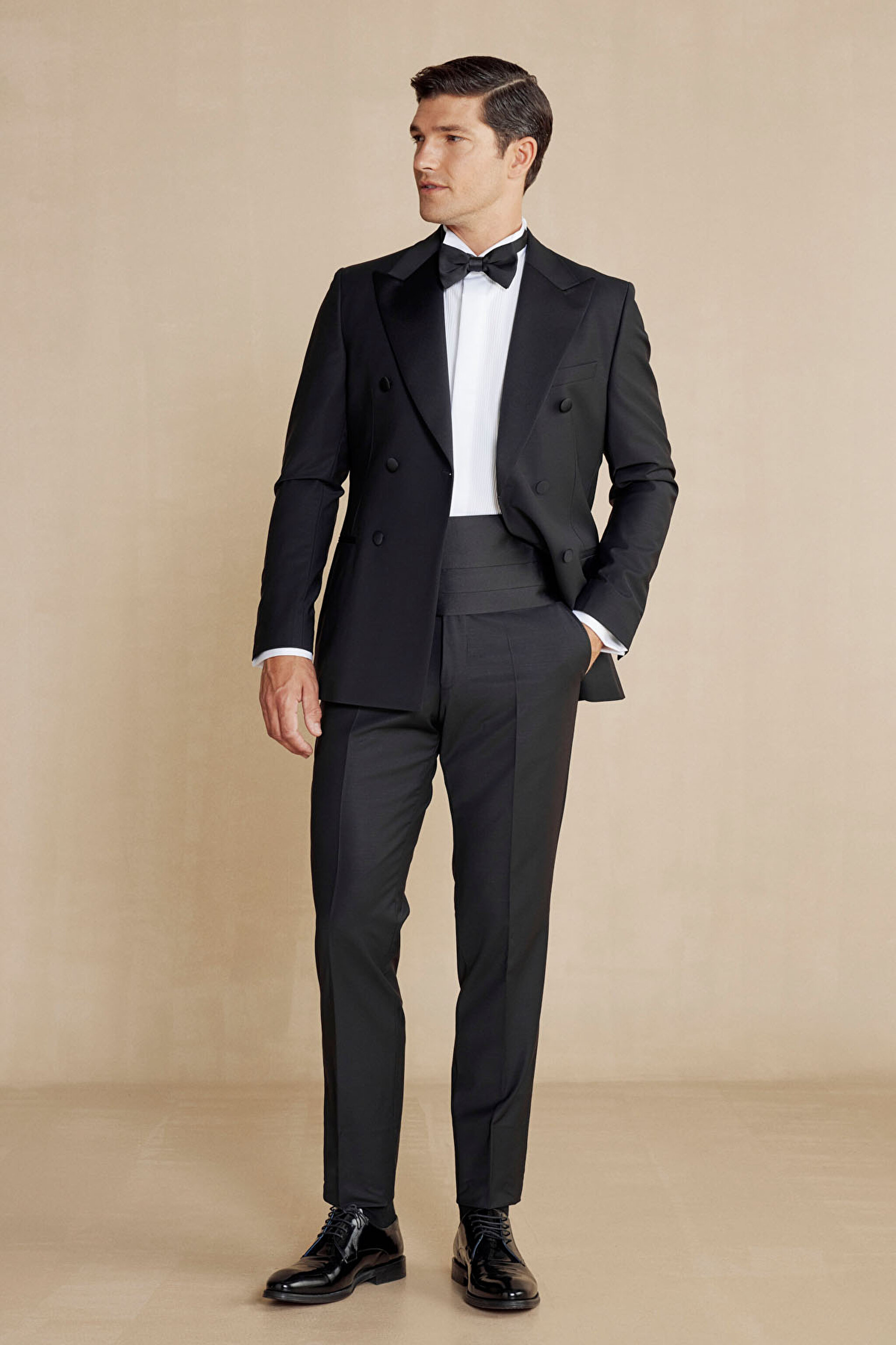 Yün Karışımlı Şal Yaka Slim Fit Smokin - Siyah (görsel 2)