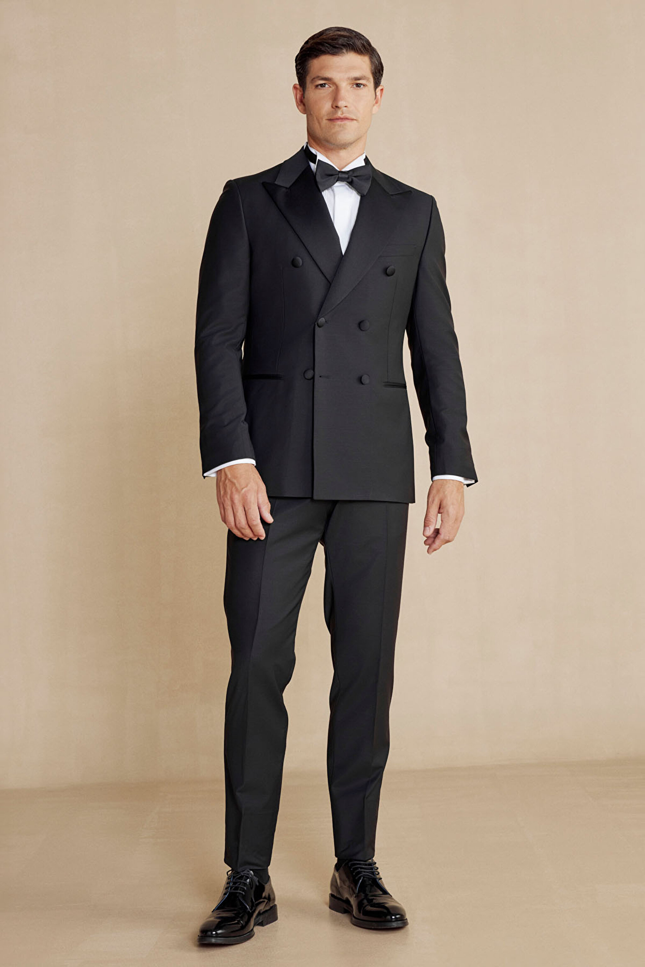 Yün Karışımlı Şal Yaka Slim Fit Smokin - Siyah (görsel 3)