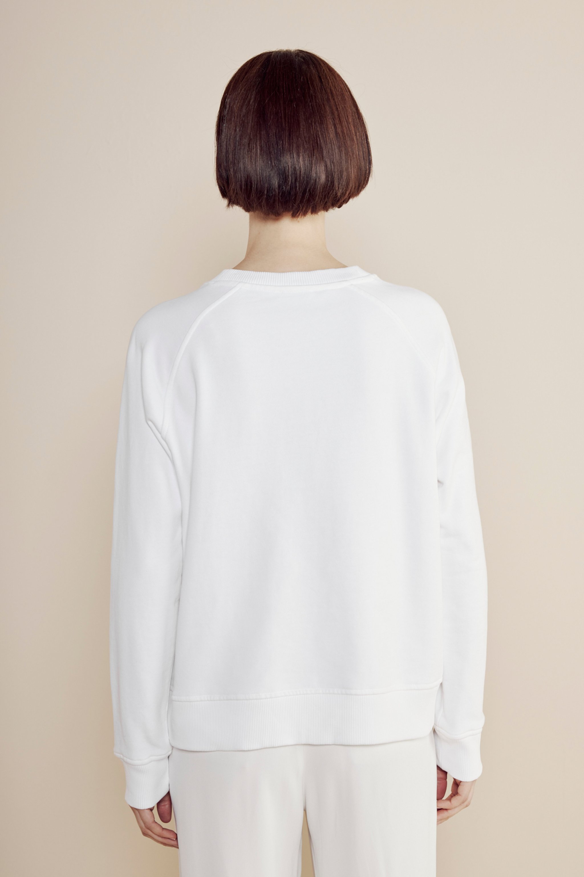 %100 Pamuk Çiçek Nakış Detaylı Sweatshirt - Kırık Beyaz (görsel 5)