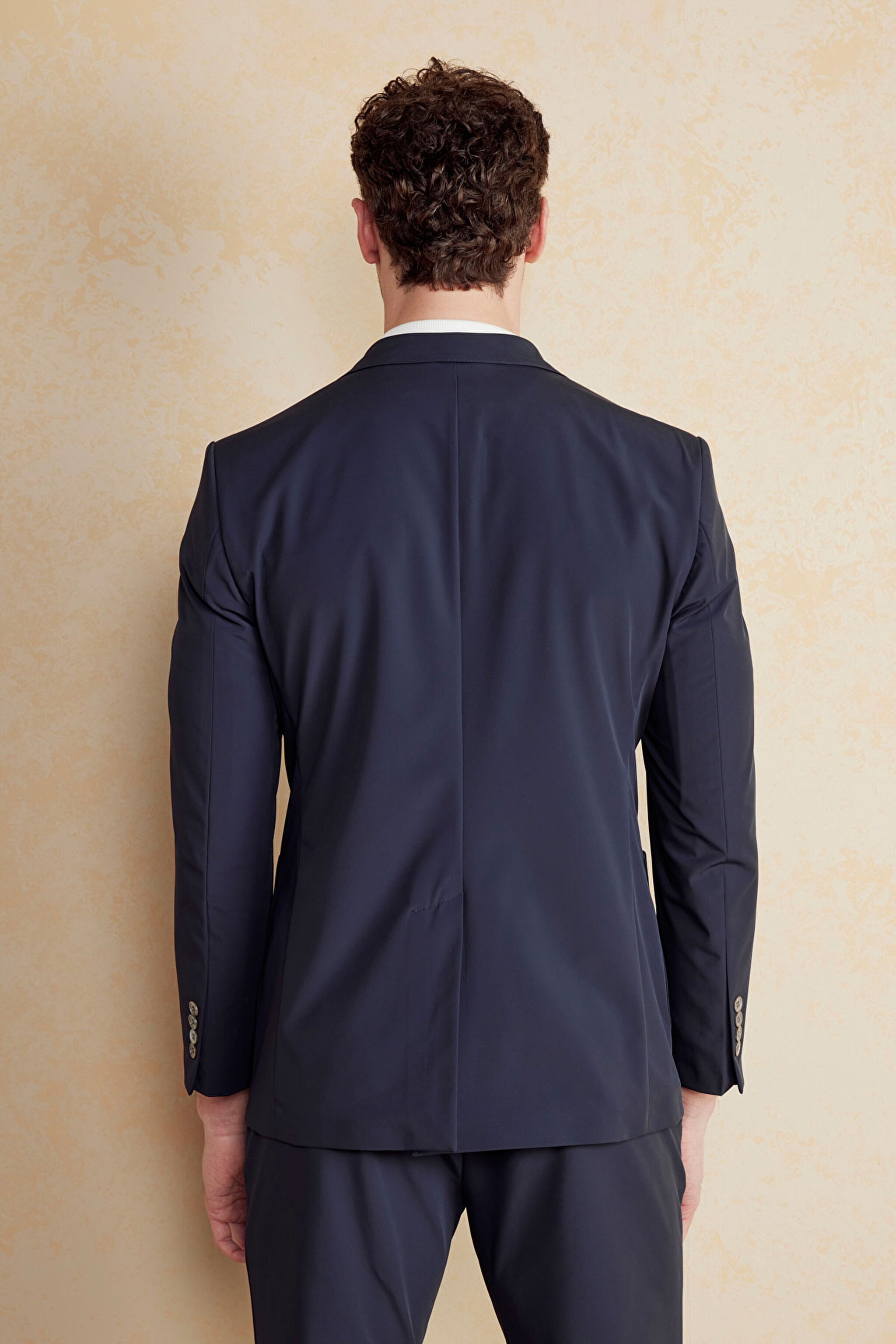 Mono Yaka Torba Cep Slim Fit Performans Ceket - Lacivert (görsel 5)