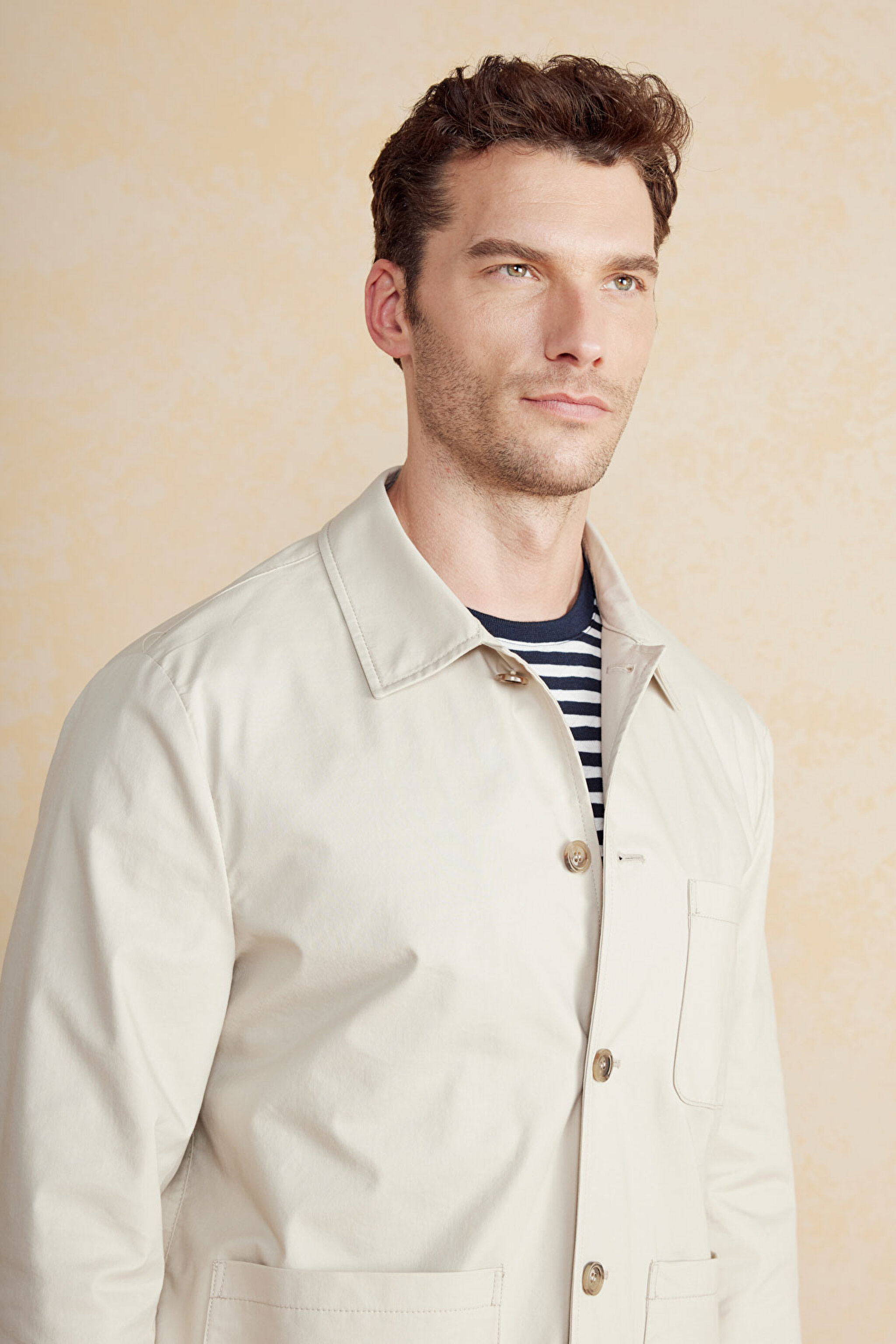 Pamuk Karışımlı Torba Cep Overshirt Ceket - Bej (görsel 2)