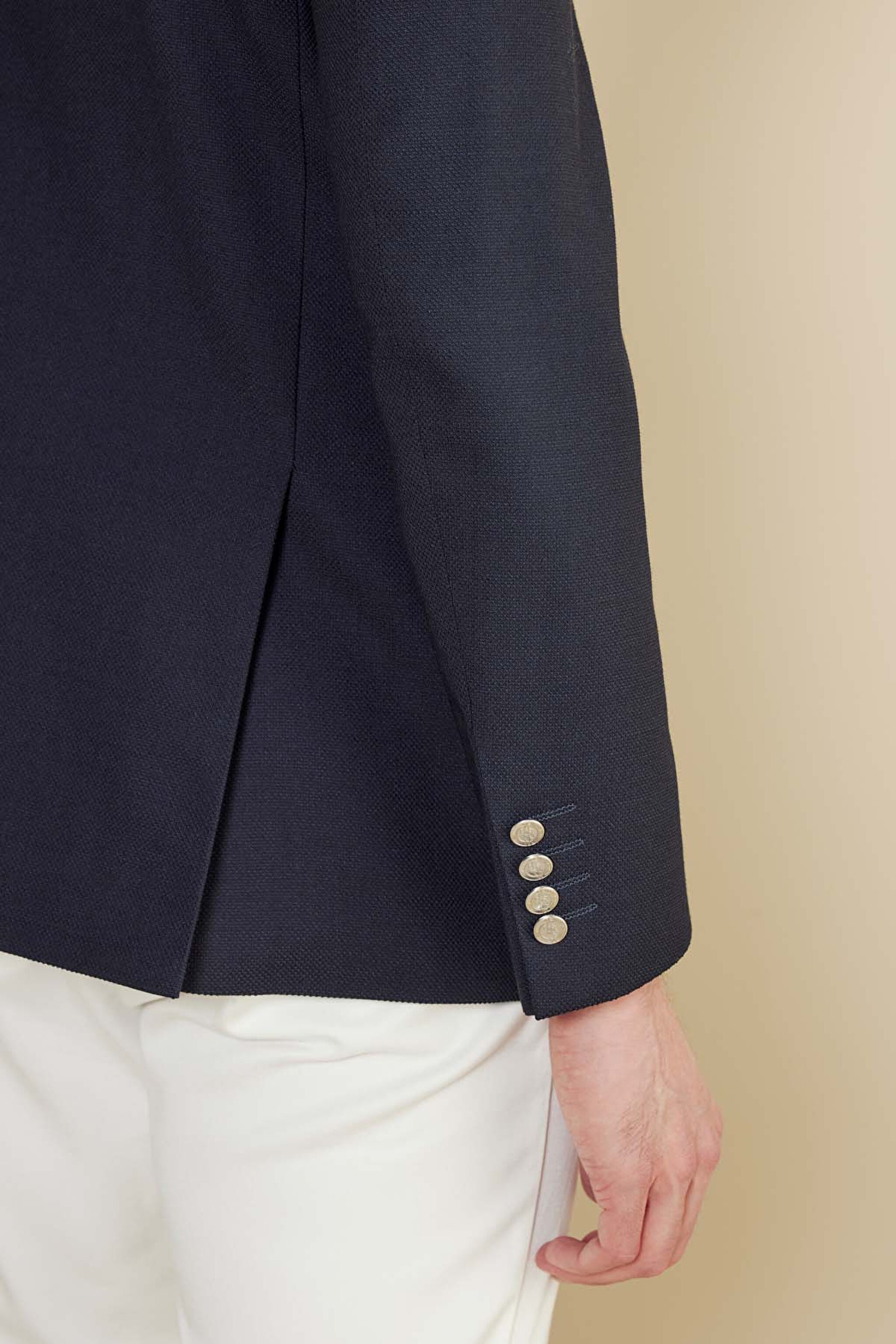 Yün Karışımlı Sivri Yaka Torba Cep Slim Fit Kruvaze Ceket - Lacivert (görsel 6)