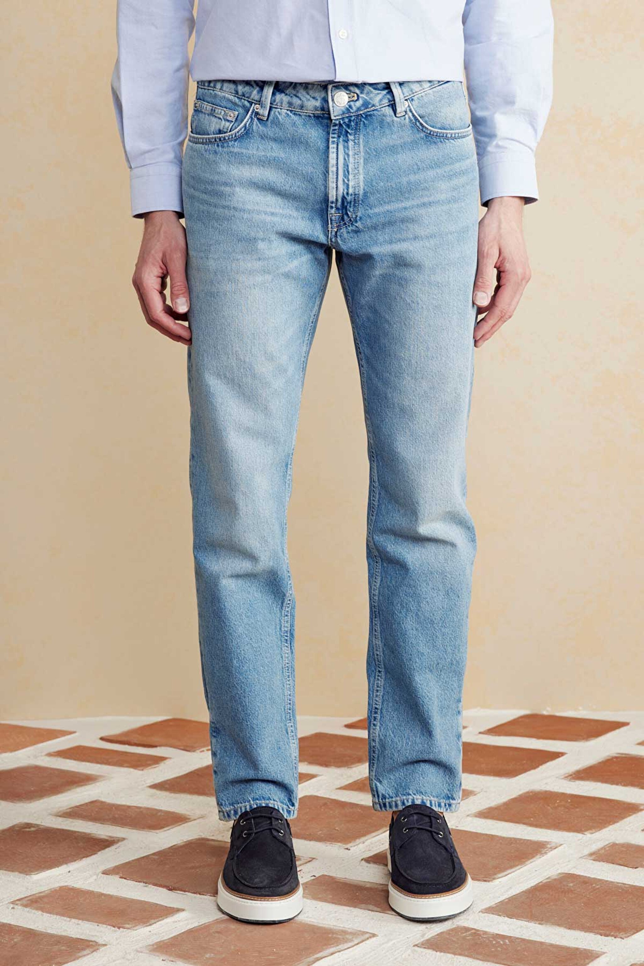 %100 Pamuk 5 Cep Denim Pantolon - Mavi (görsel 3)