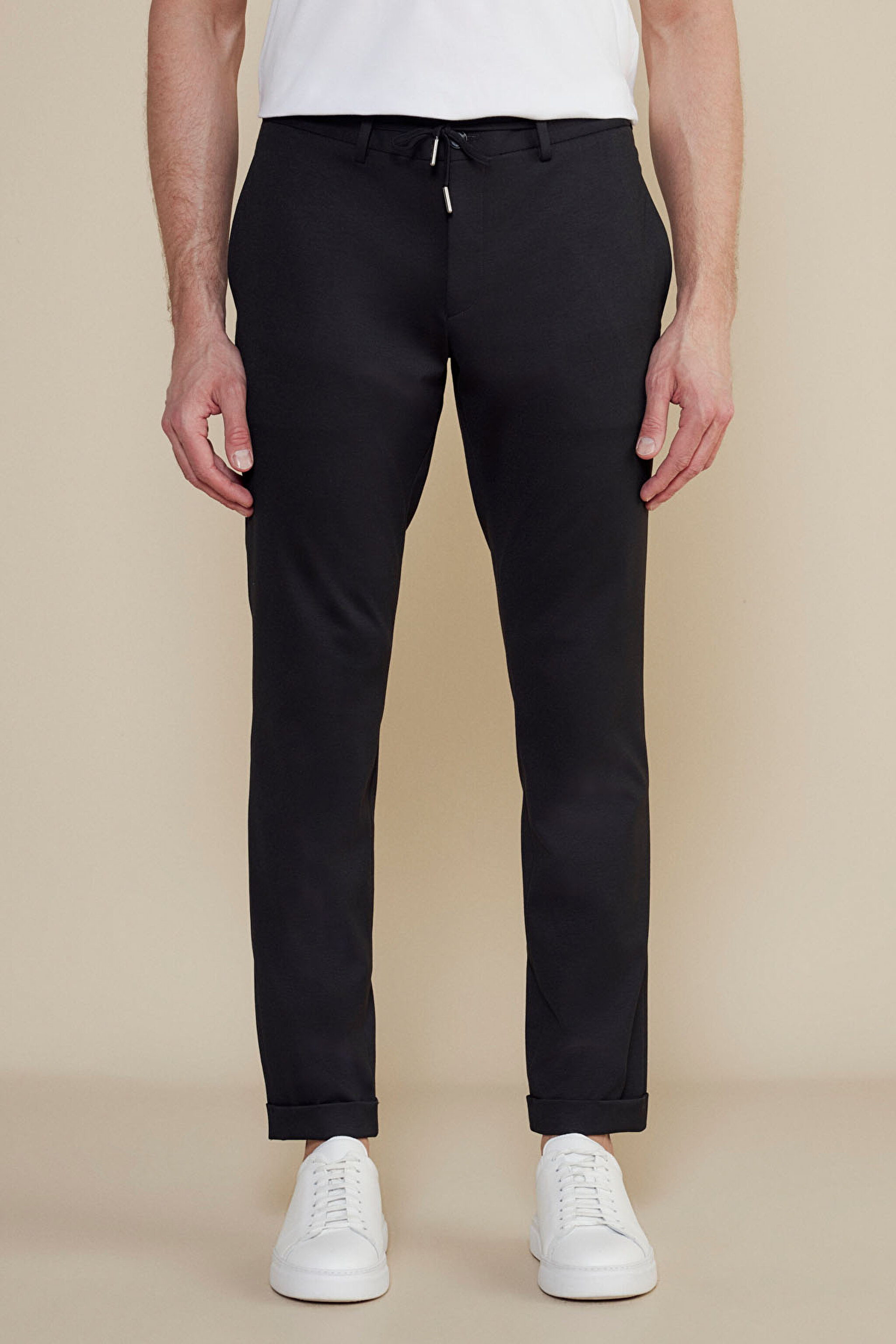 Beli Lastikli Jogger Pantolon - Siyah (görsel 3)
