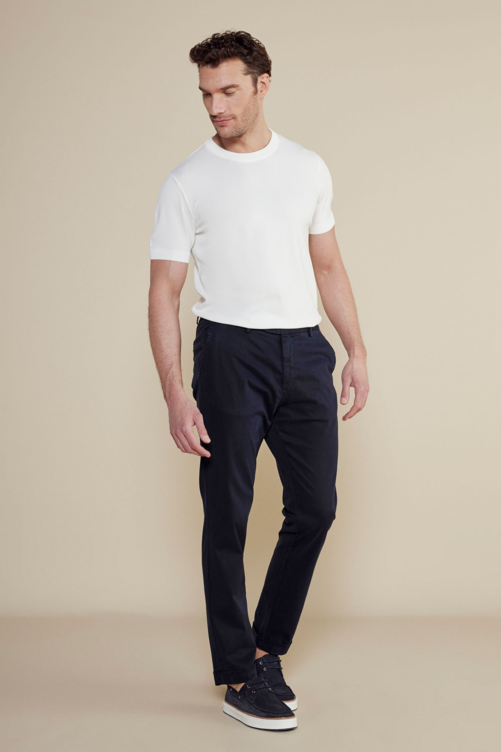 Premium Essentials Lyocell Karışımlı Parça Boya Chino Pantolon - Lacivert