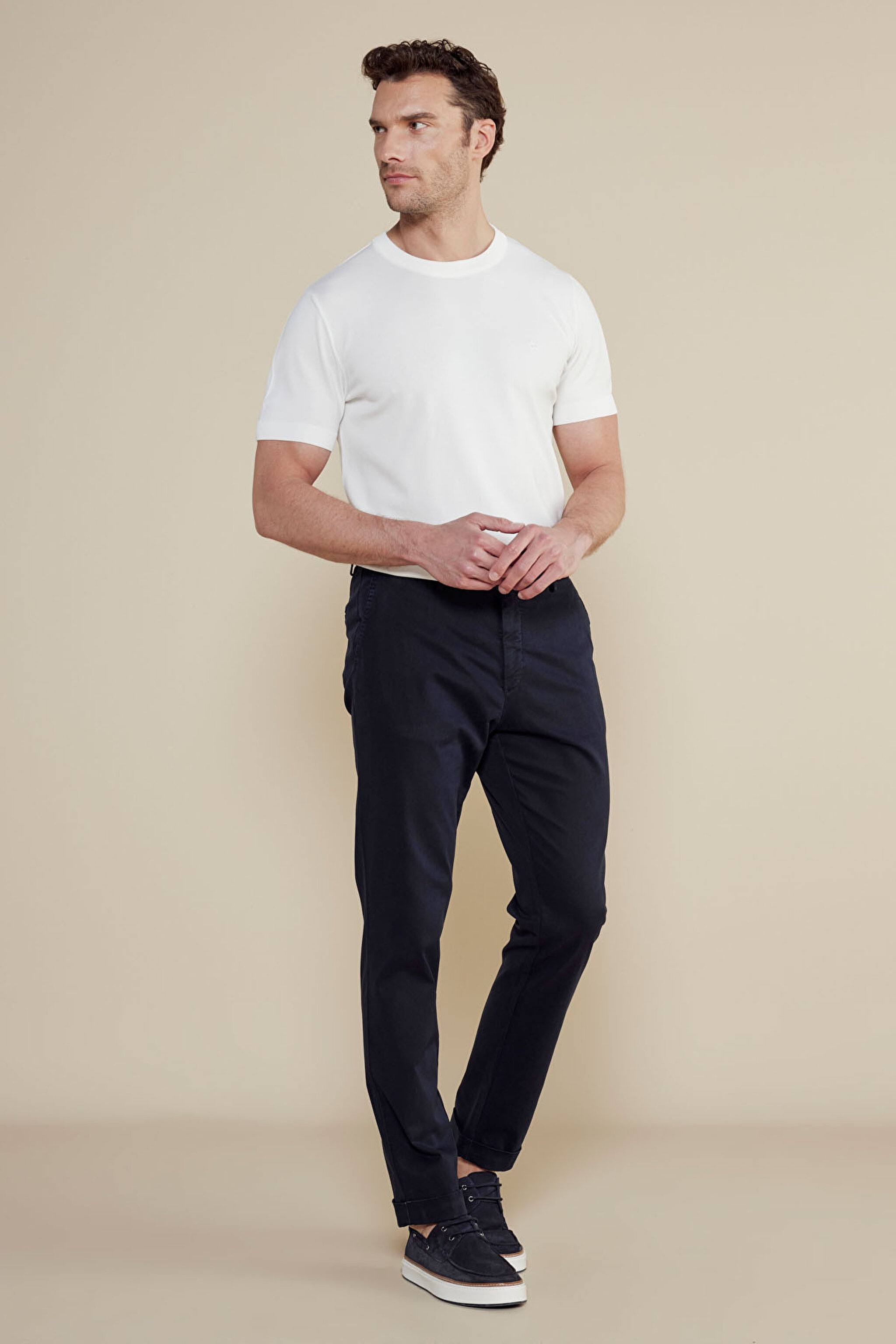 Premium Essentials Lyocell Karışımlı Parça Boya Chino Pantolon - Lacivert (görsel 2)