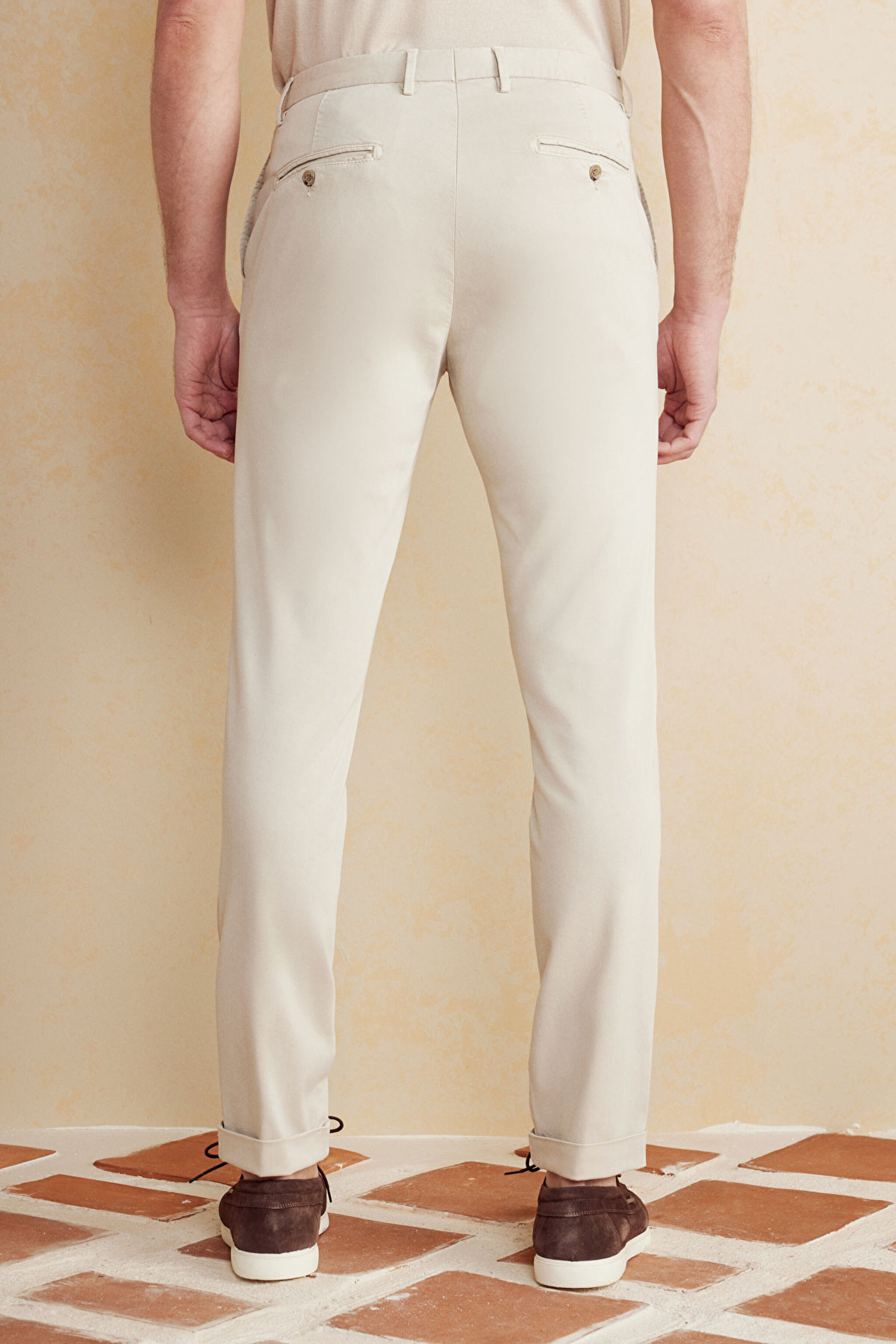 Premium Essentials Lyocell Karışımlı Parça Boya Chino Pantolon - Vizon (görsel 5)