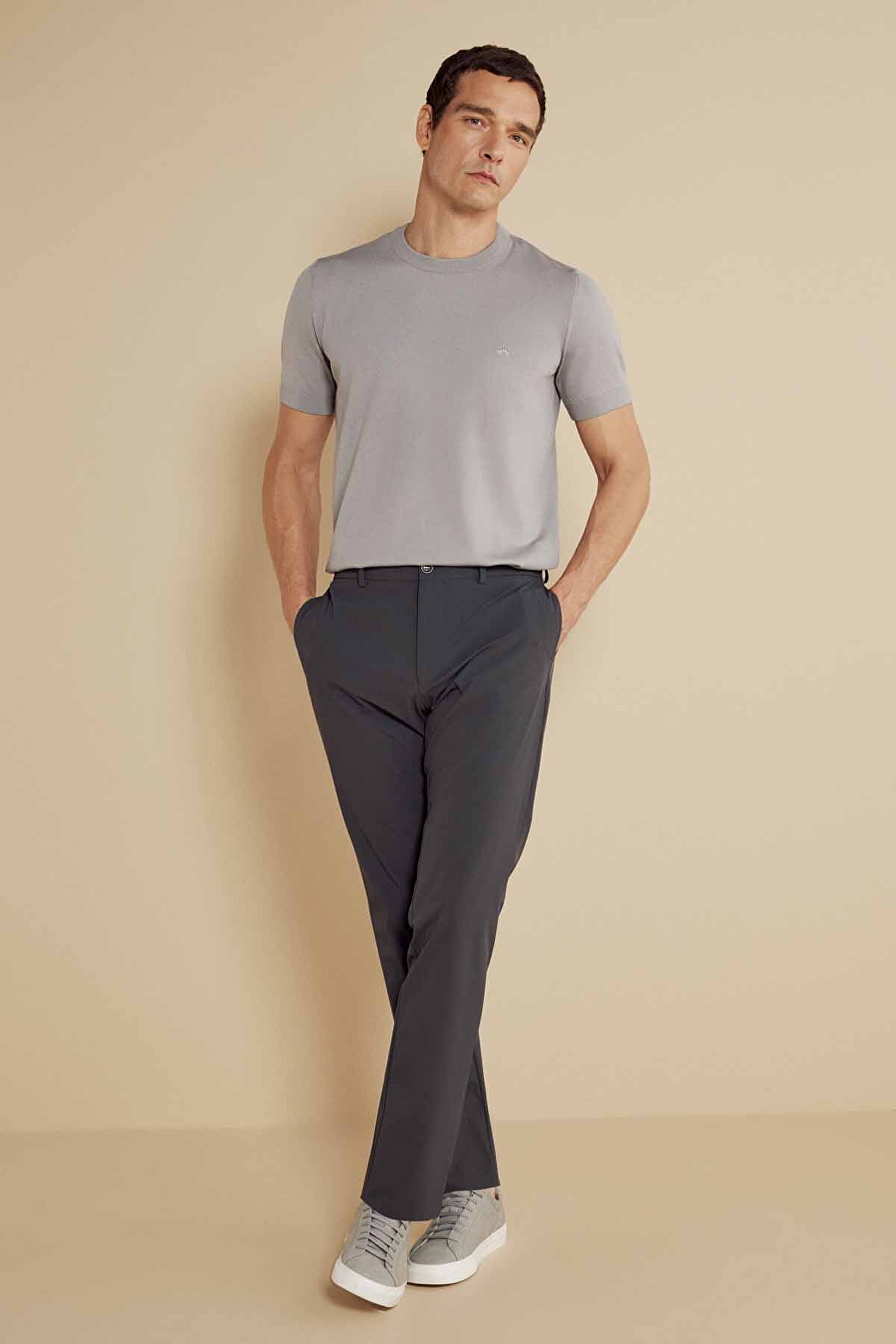 Standart Fit Düz Paça Fileto Cepli Performans Pantolon - Antrasit (görsel 3)