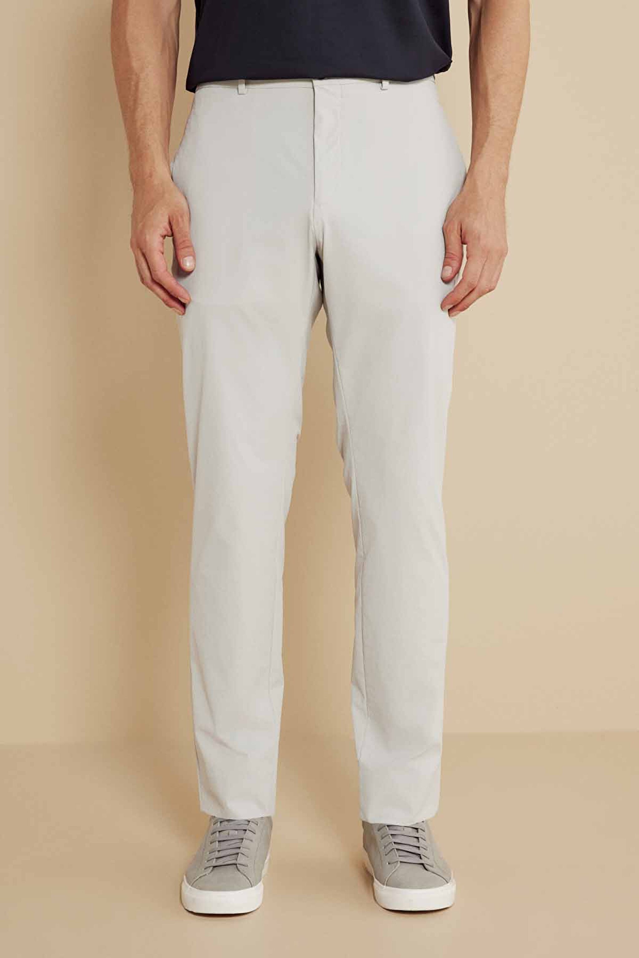 Standart Fit Düz Paça Fileto Cepli Performans Pantolon - Taş (görsel 4)
