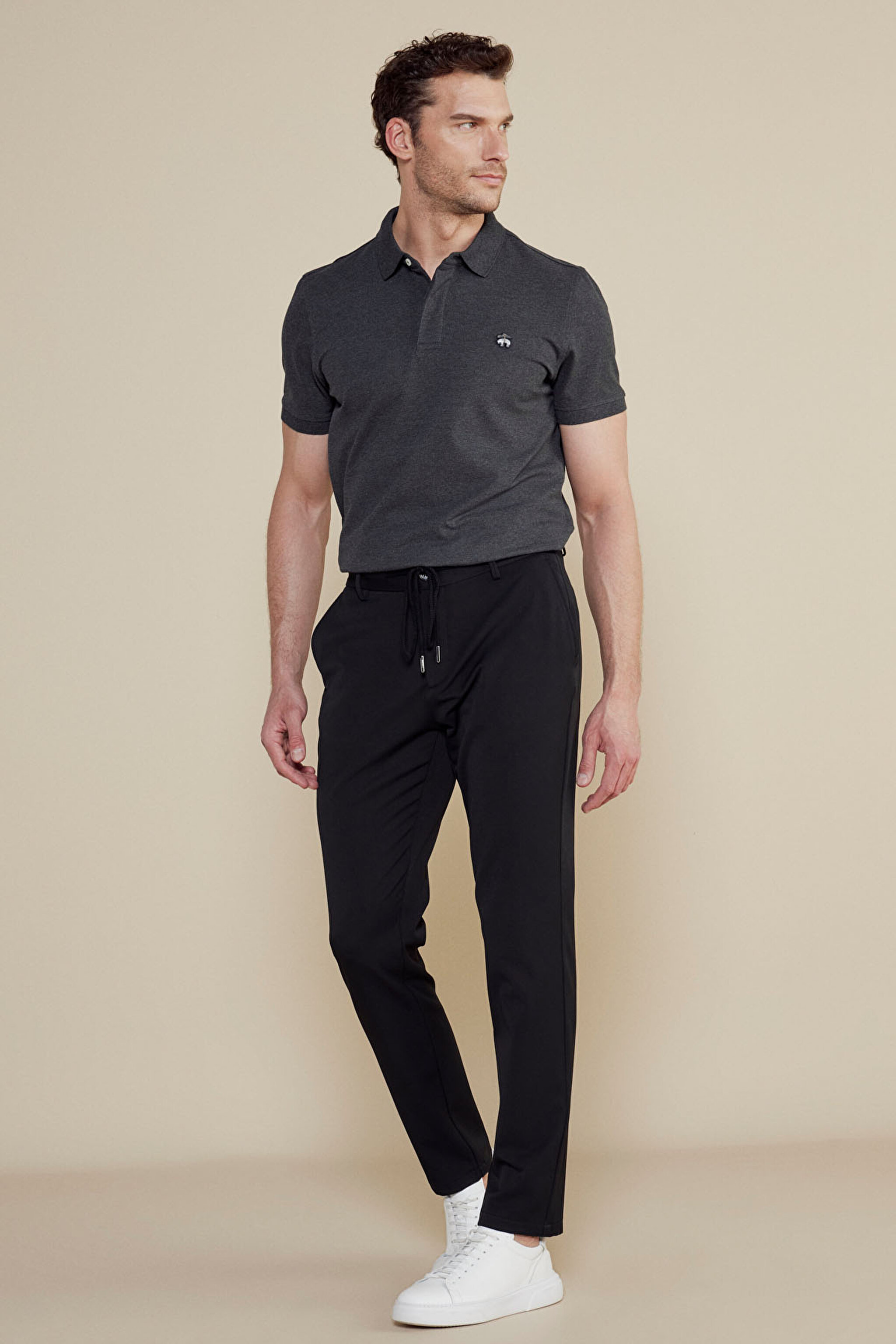 İpli Jogger Pantolon - Siyah (görsel 2)