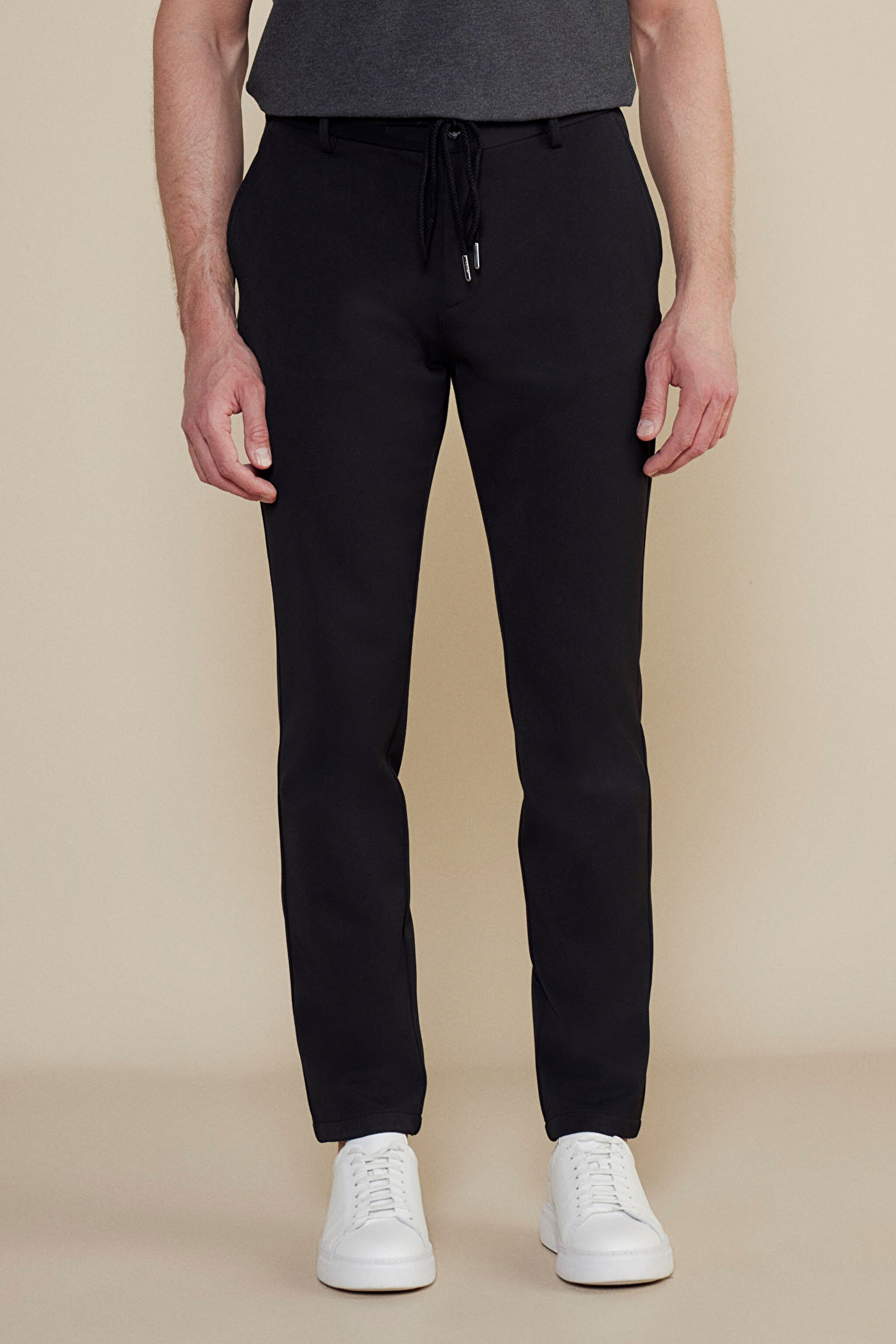 İpli Jogger Pantolon - Siyah (görsel 3)