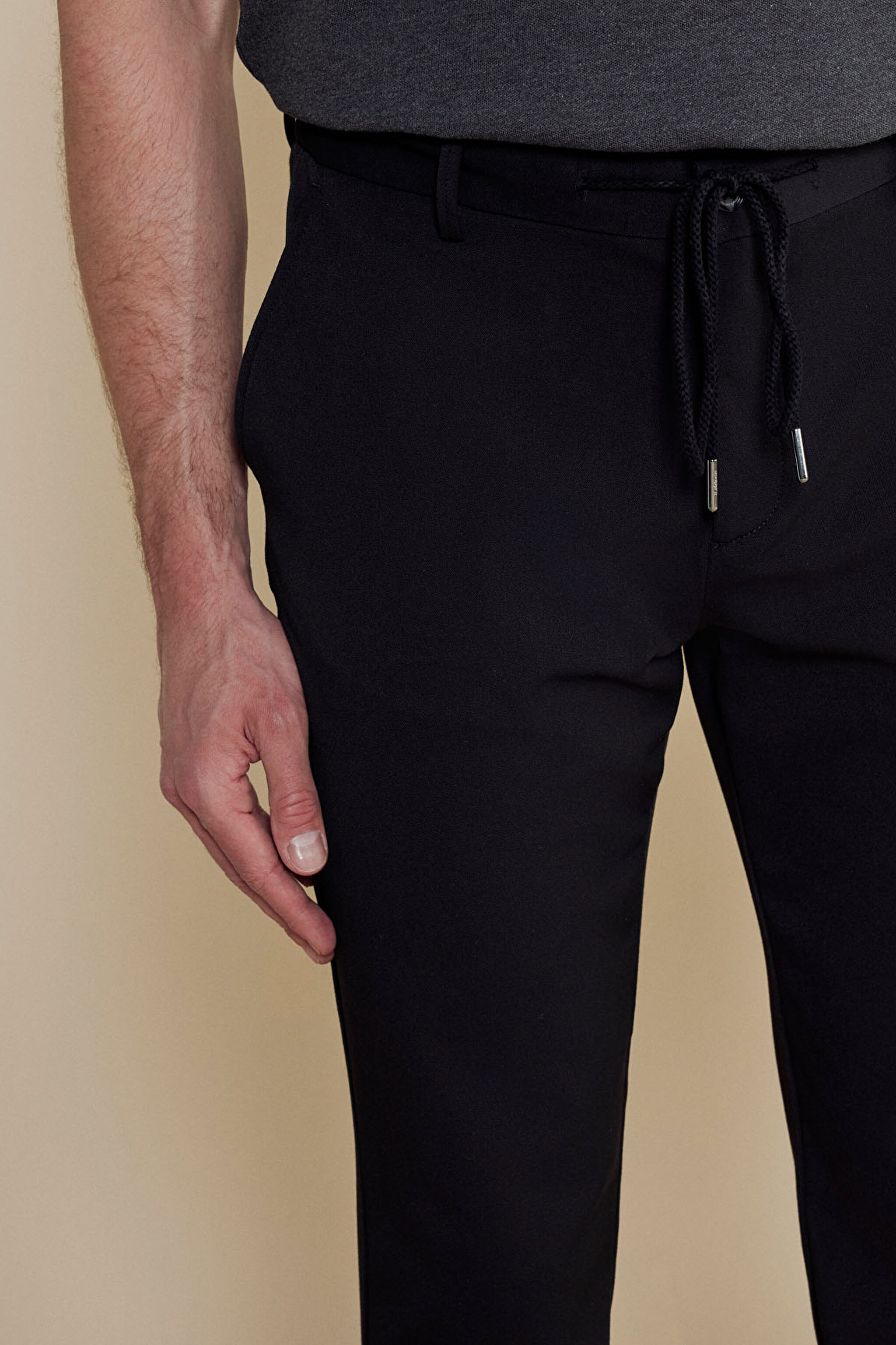 İpli Jogger Pantolon - Siyah (görsel 5)
