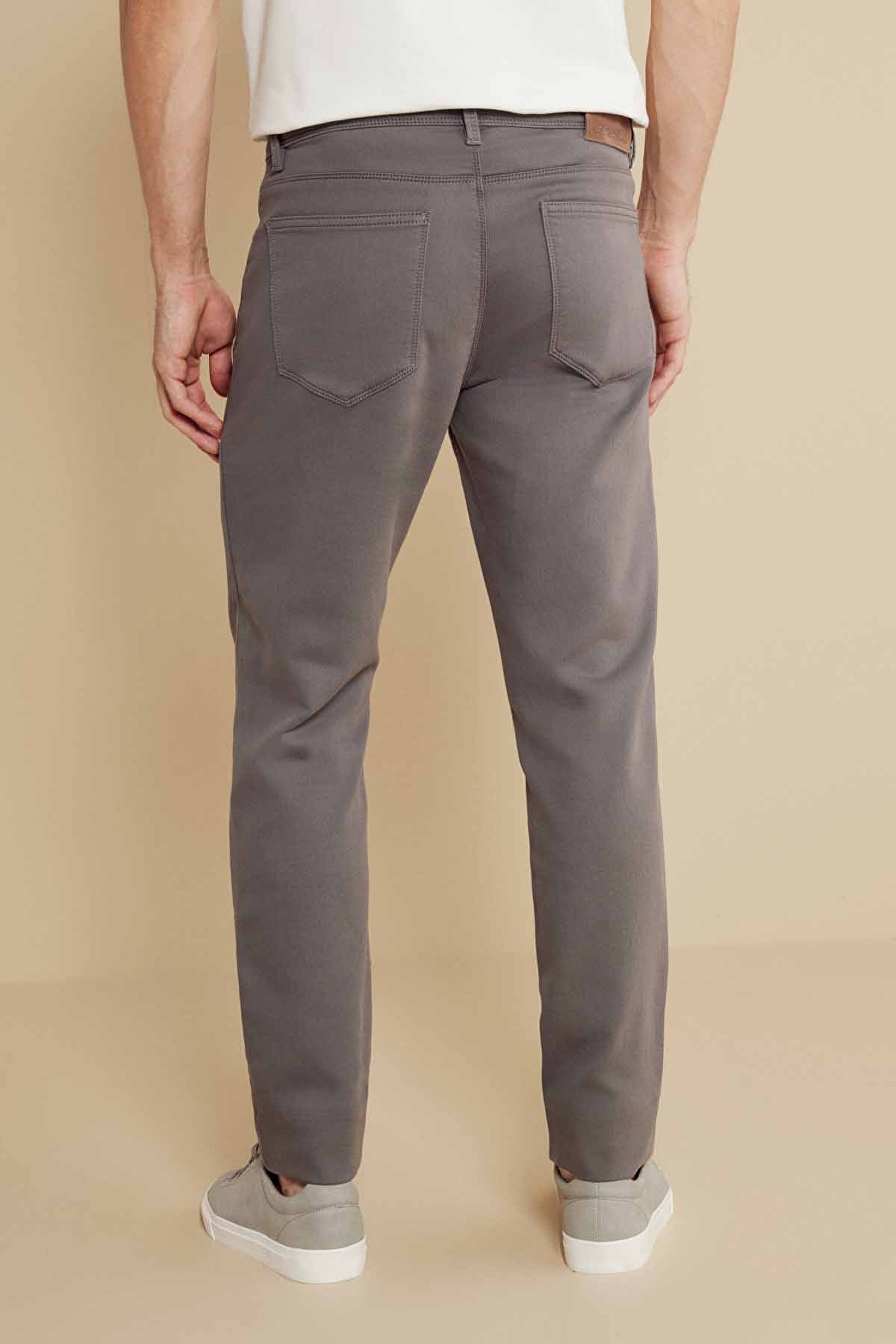 Pamuk Karışımlı Normal Bel Slim Fit Düz Parça  5 Cepli Pantolon - Gri (görsel 4)