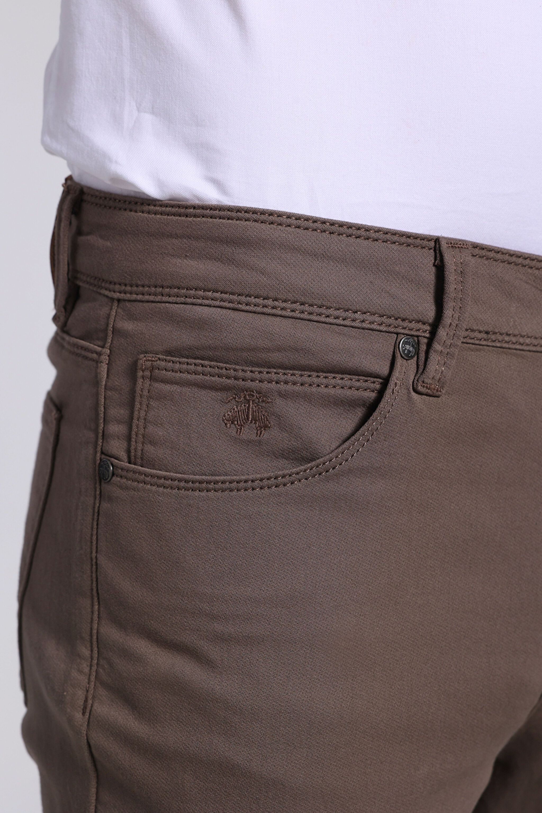 Pamuk Karışımlı Normal Bel Slim Fit Düz Parça  5 Cepli Pantolon - Vizon (görsel 3)