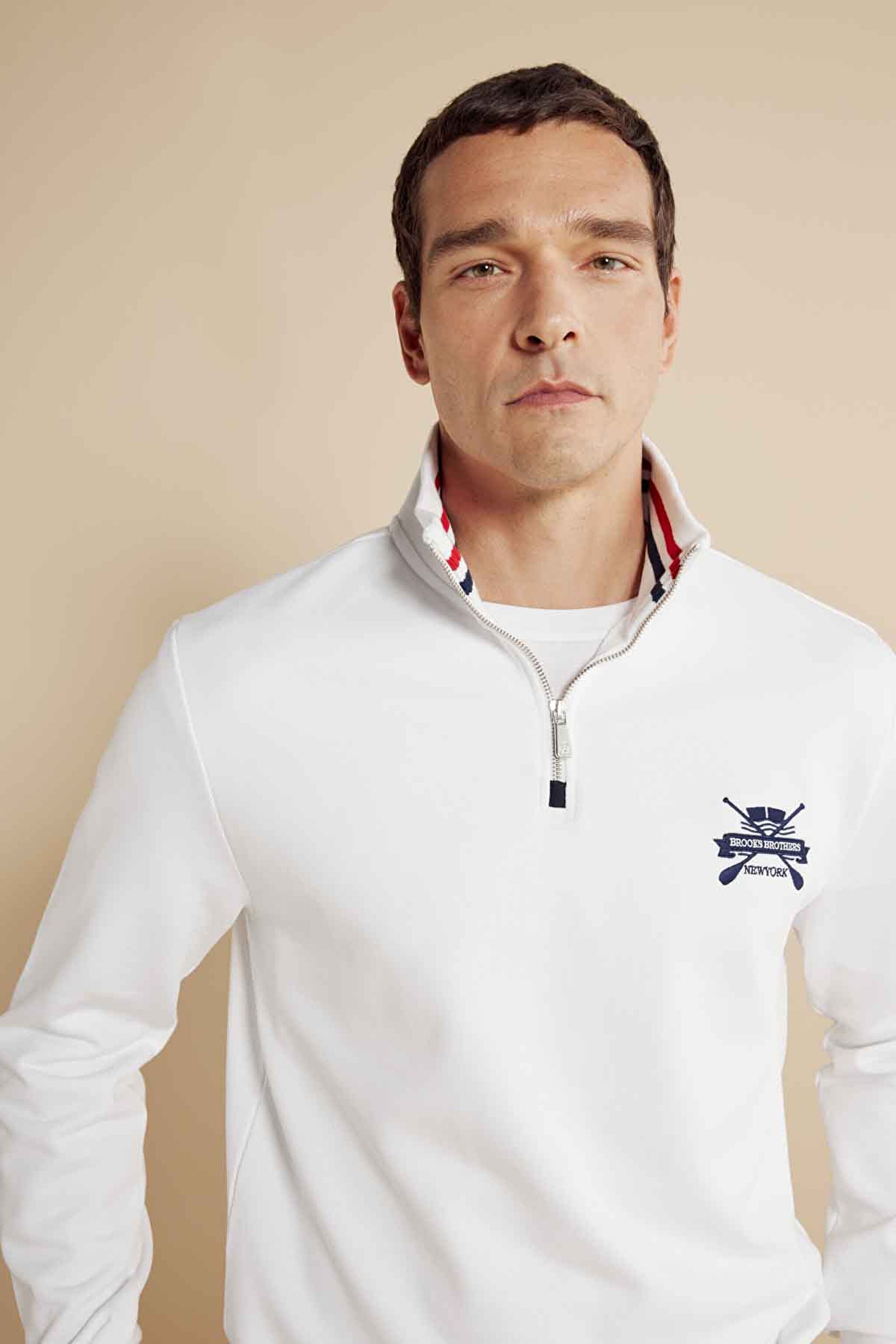 %100 Pamuk Bato Yaka Nakışlı Sweatshirt - Kırık Beyaz (görsel 5)