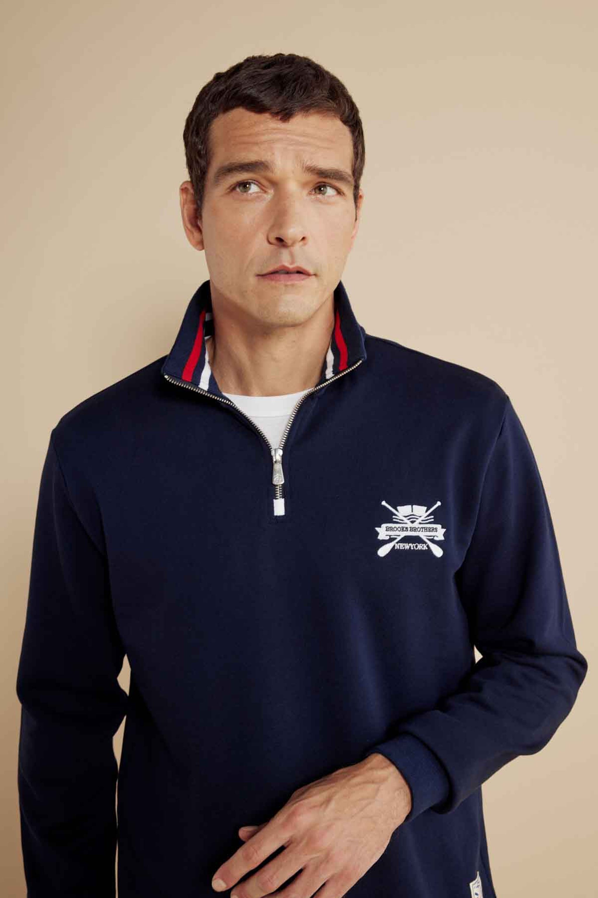 %100 Pamuk Bato Yaka Nakışlı Sweatshirt - Lacivert (görsel 5)