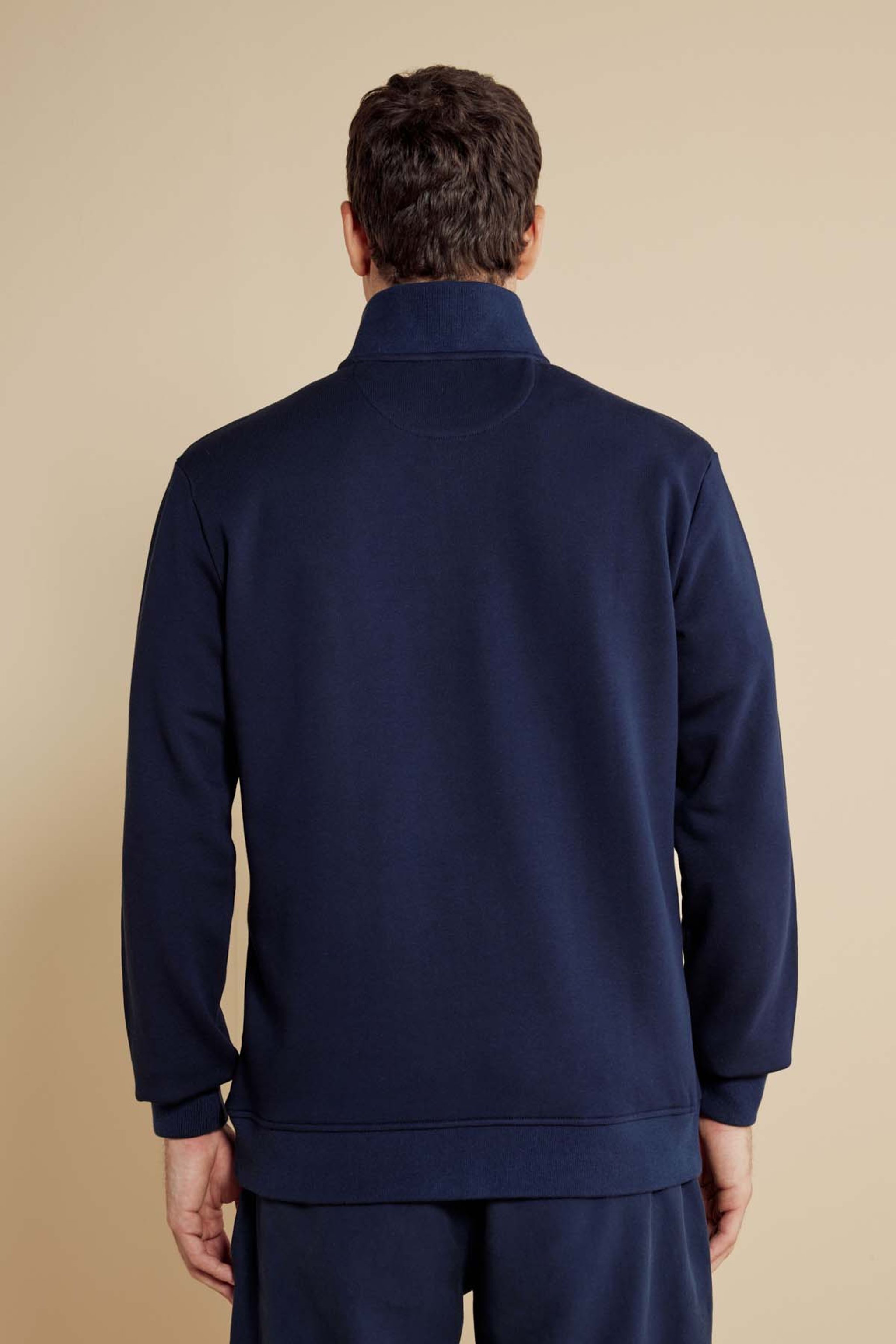 %100 Pamuk Bato Yaka Nakışlı Sweatshirt - Lacivert (görsel 6)