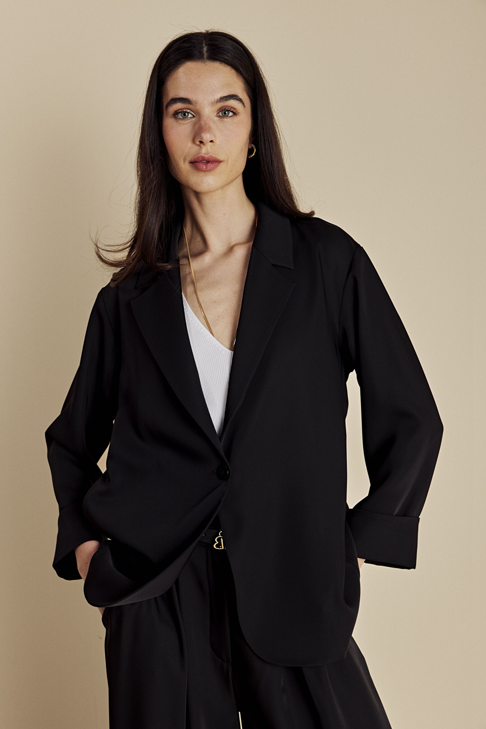 Mono Kapama Blazer Ceket - Siyah